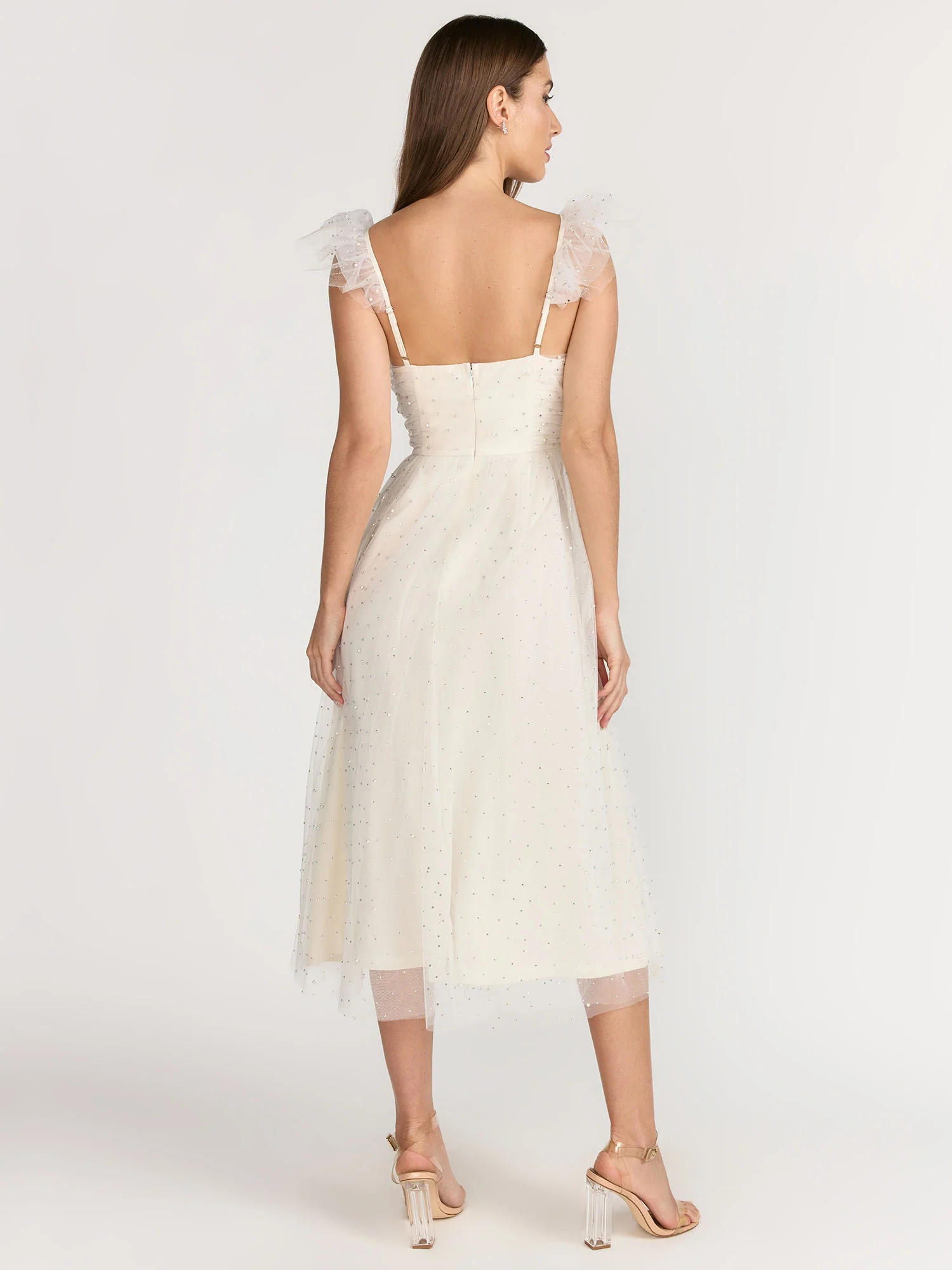 Just Me Sleeveless Crystal Embellished Tulle Dress - Brands We Love - Image 3