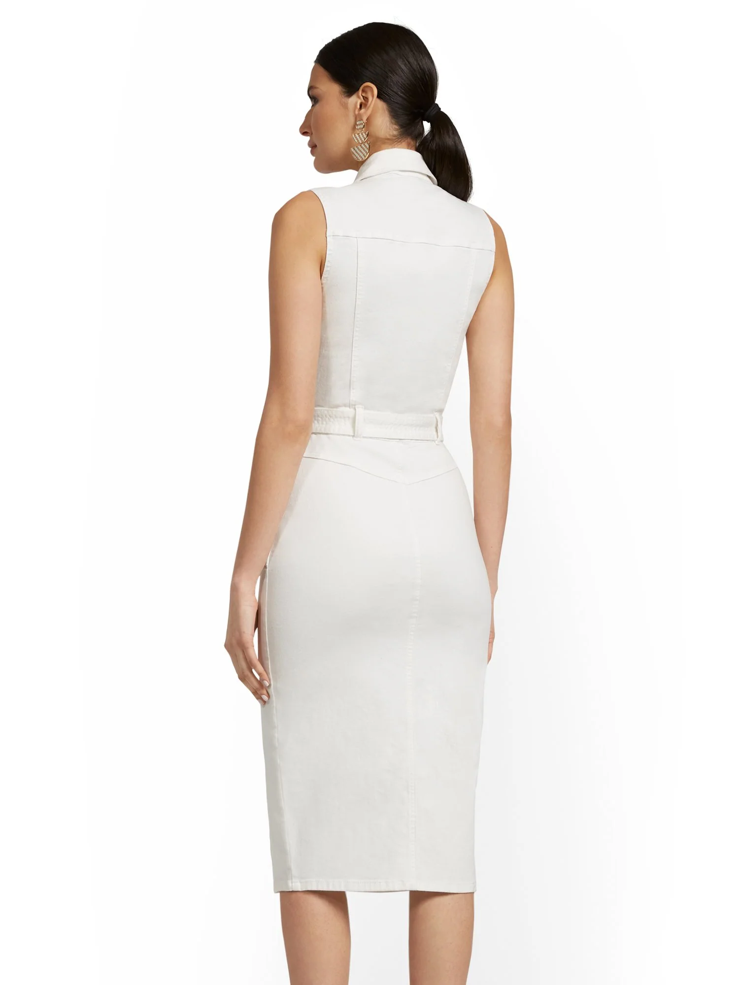 Sleeveless Denim Midi Dress - Image 3