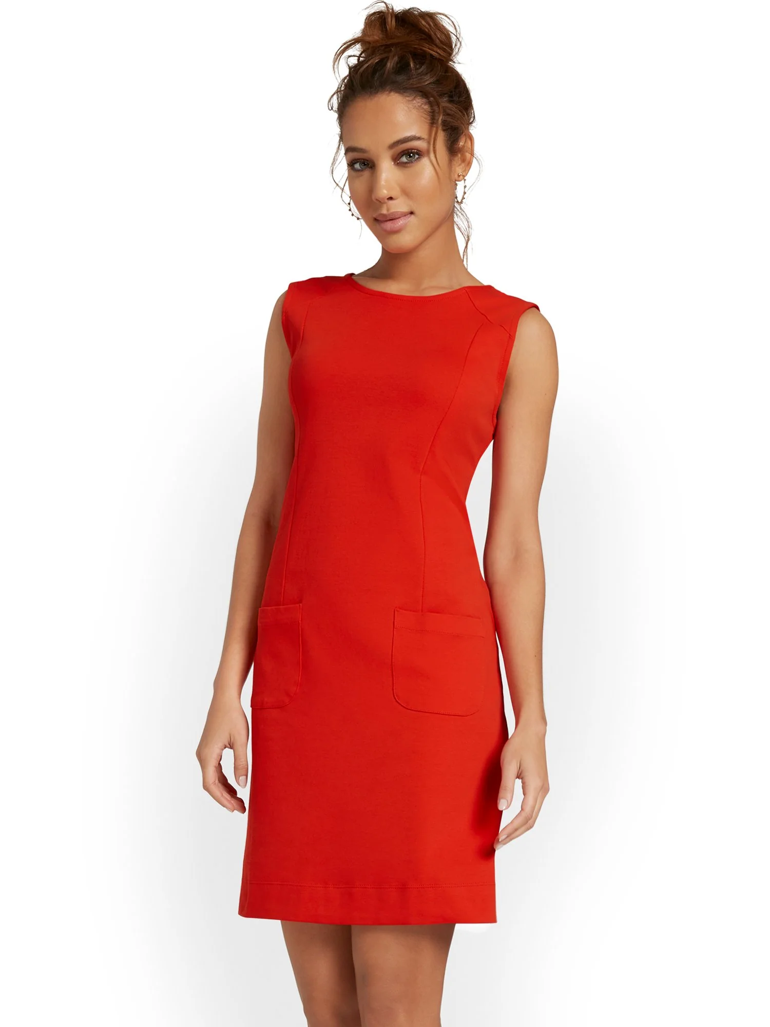 Sleeveless Double-Pocket Shift Dress - City Knits - Image 14