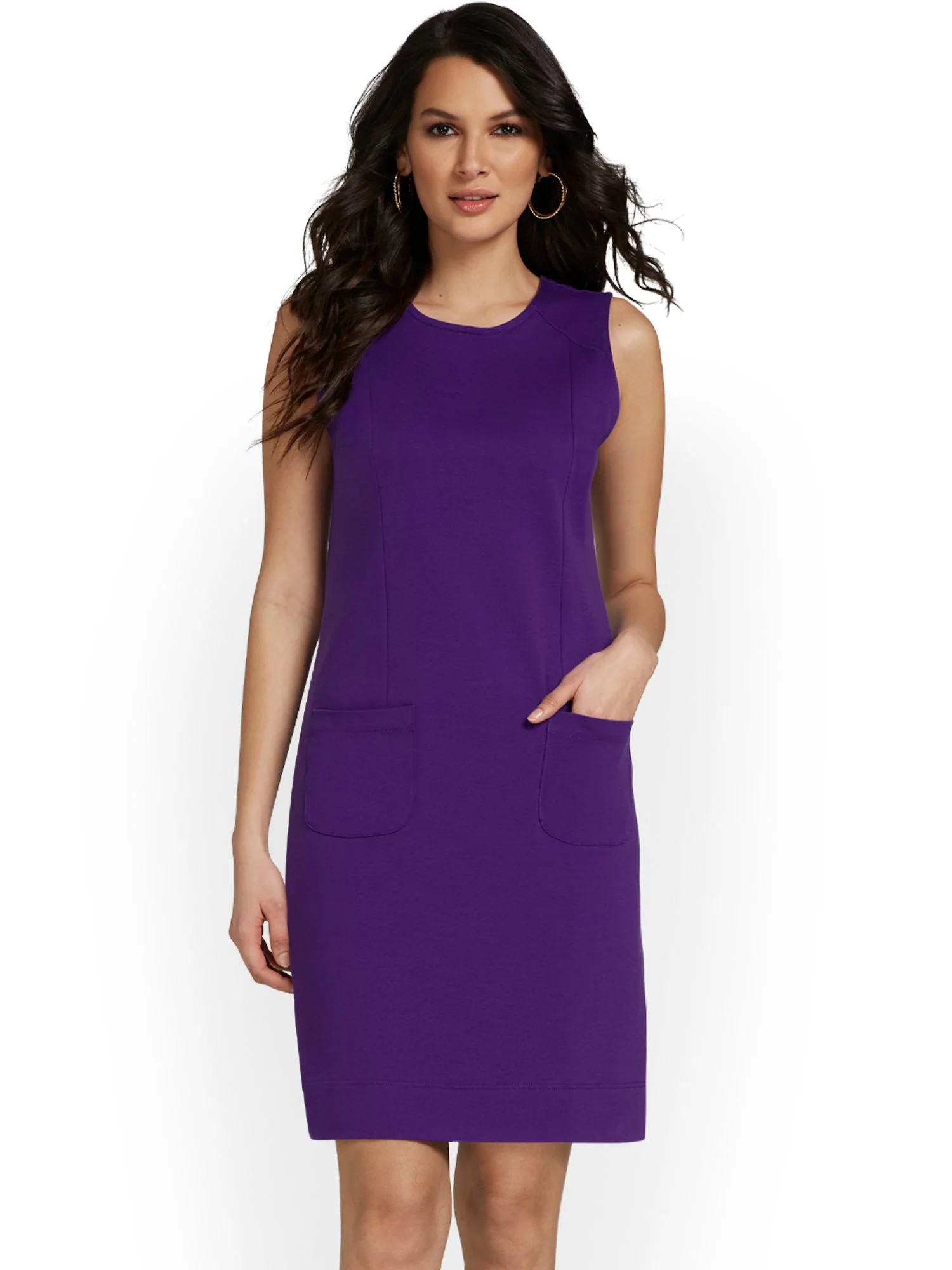 Sleeveless Double-Pocket Shift Dress - City Knits - Image 17
