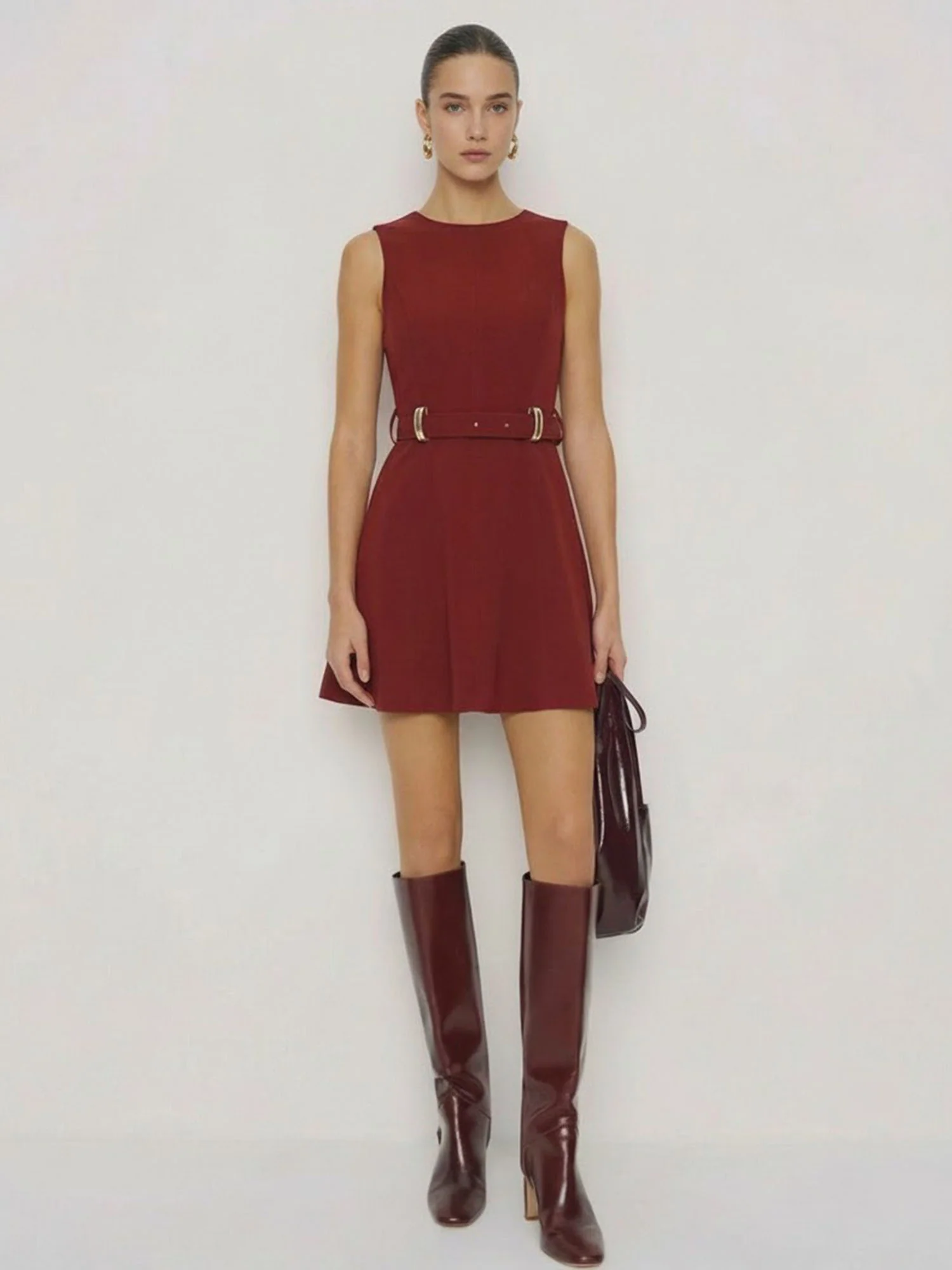 Gold Buckle Waist Mini Dress - Image 5