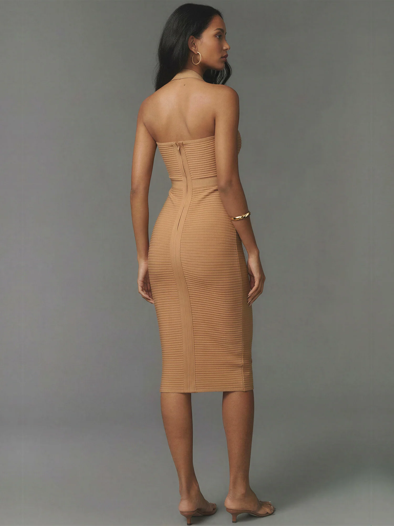 Sleeveless Halter Bandage Midi Dress - Image 3