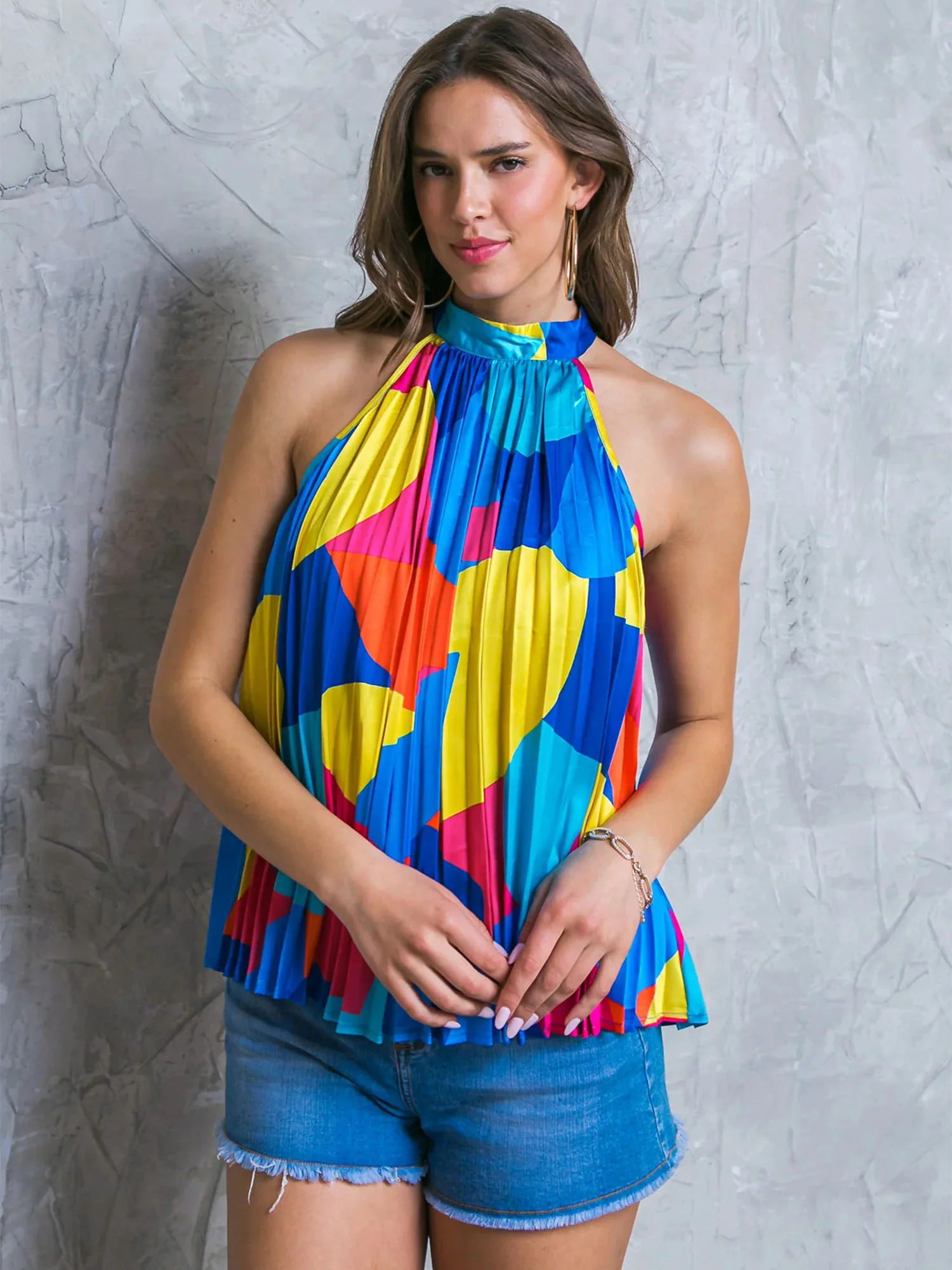 Flying Tomato Sleeveless Halter Neck Pleated Top - Brands We Love - Image 2