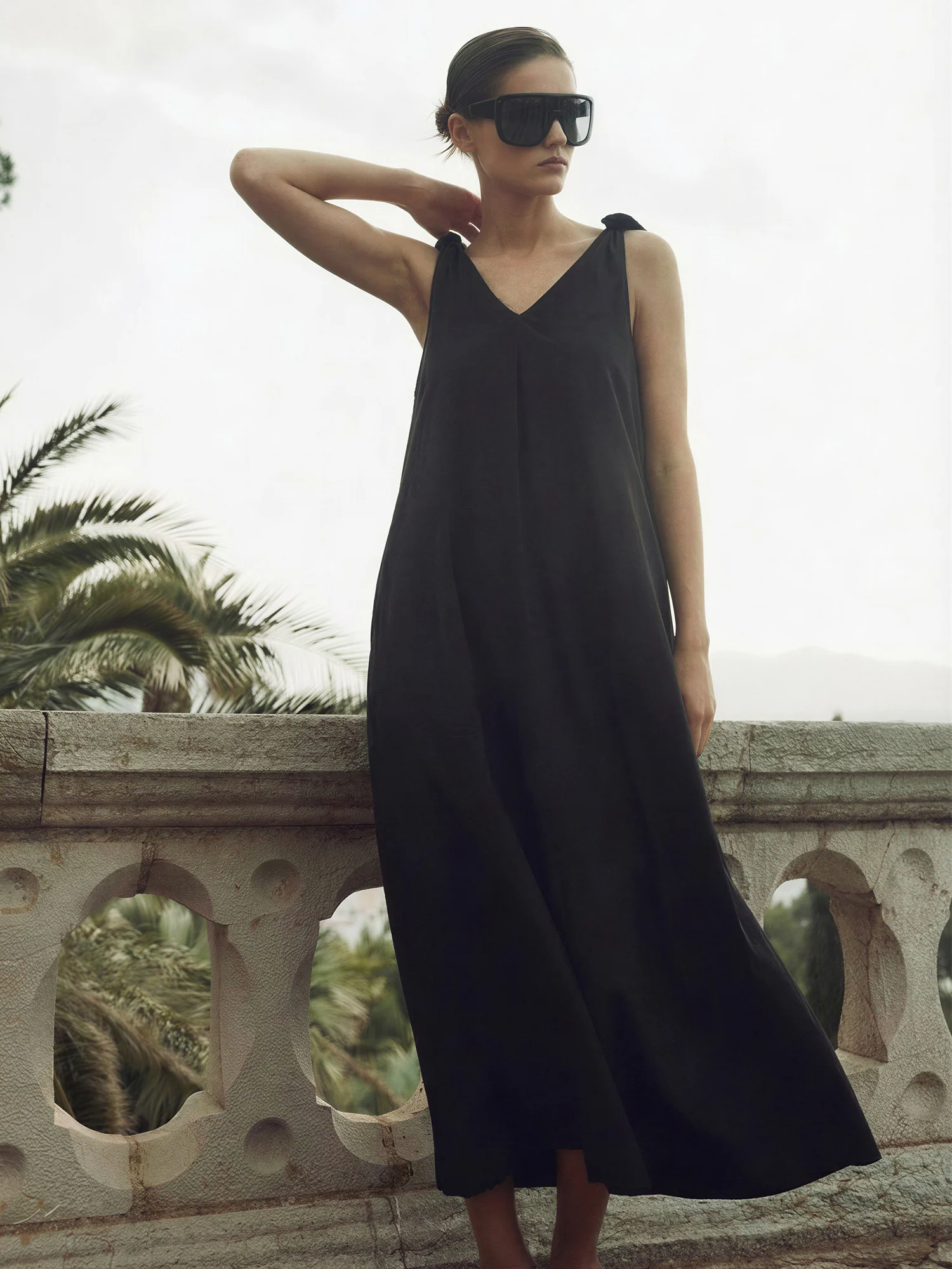 Sleeveless Knot Shoulder Maxi Dress