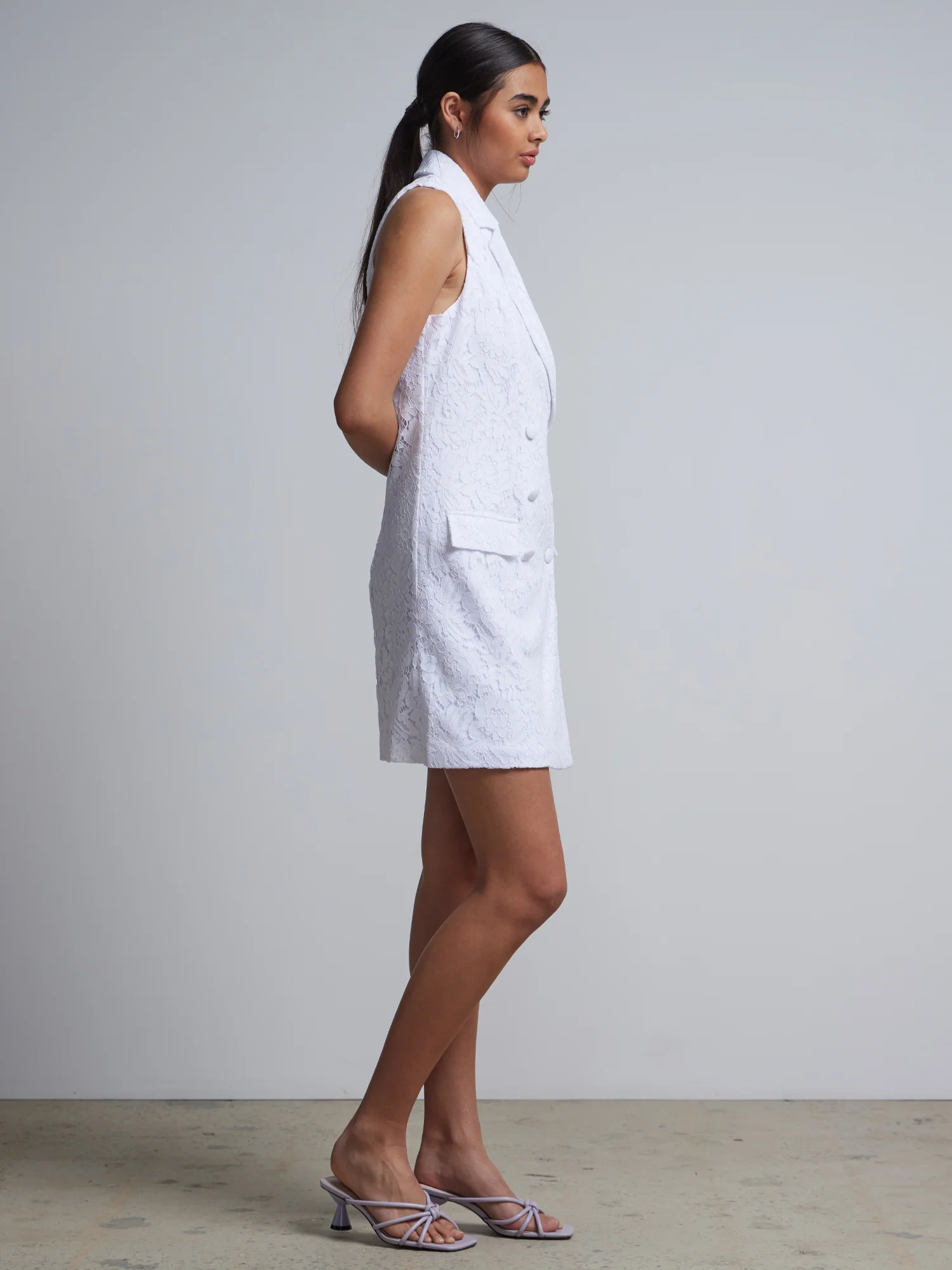 Sleeveless Lace Blazer Dress - Image 2