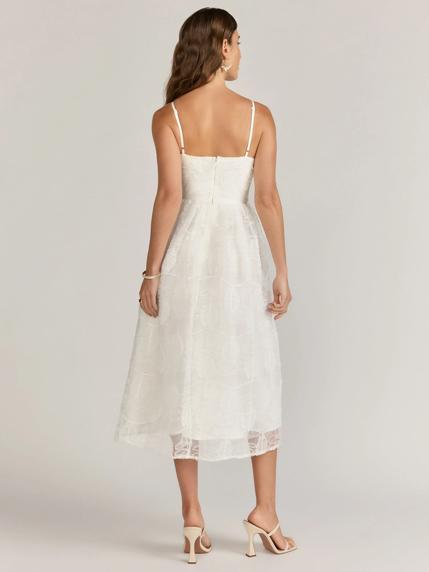 Sleeveless Leaf Sequin Mesh Dress - Just Me - Image 3