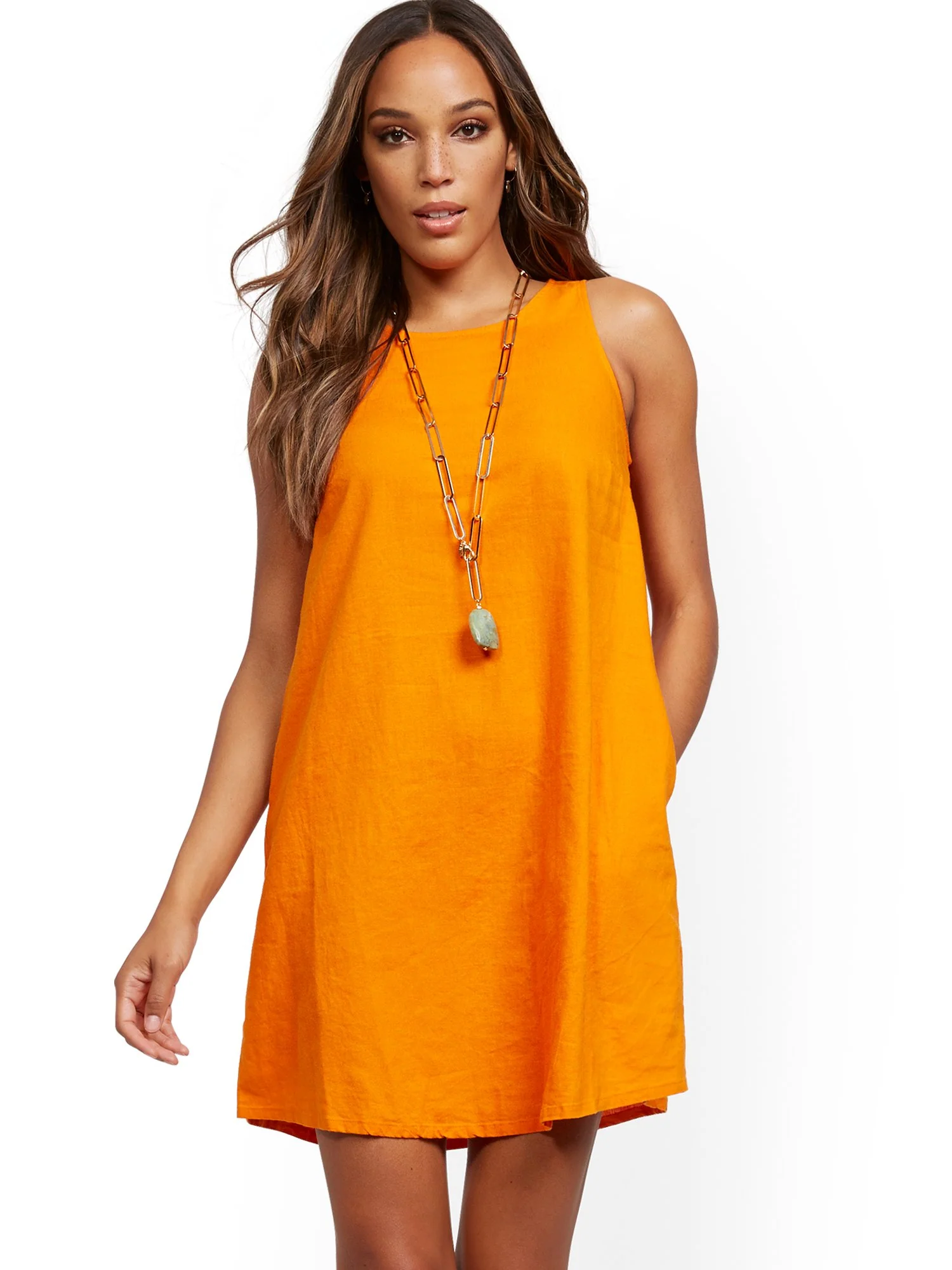 Sleeveless Linen Blend Dress - Image 10