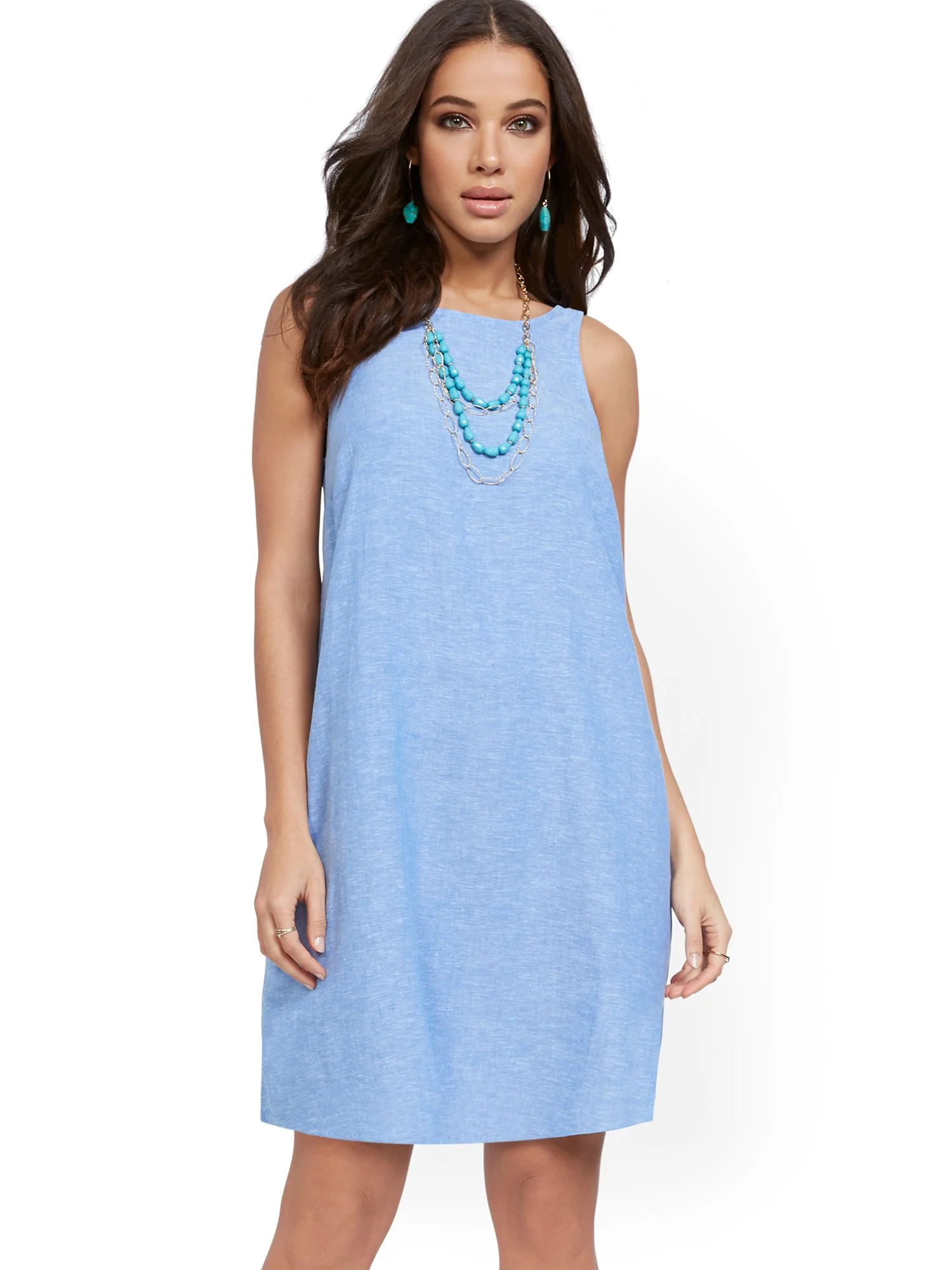 Sleeveless Linen Blend Dress - Image 19