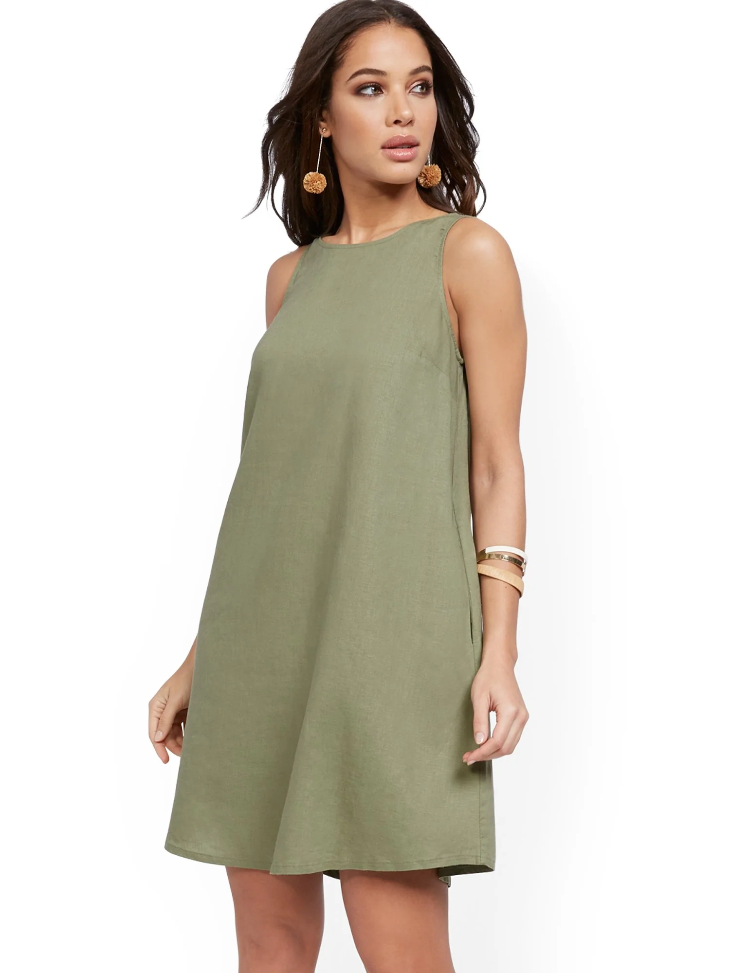 Sleeveless Linen Blend Dress - Image 5