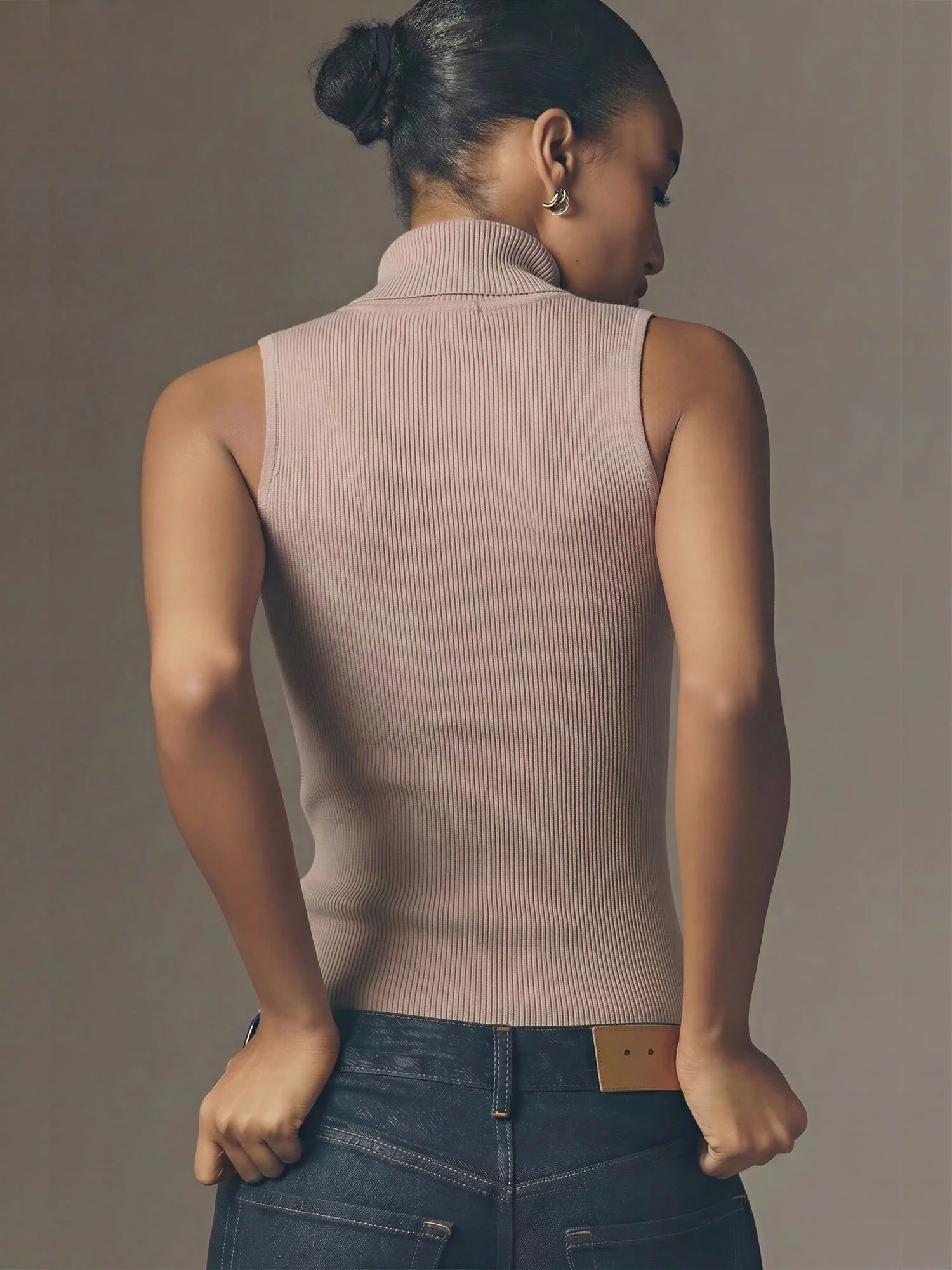 Metallic Yarn Mock Neck Sweater Top - Image 6