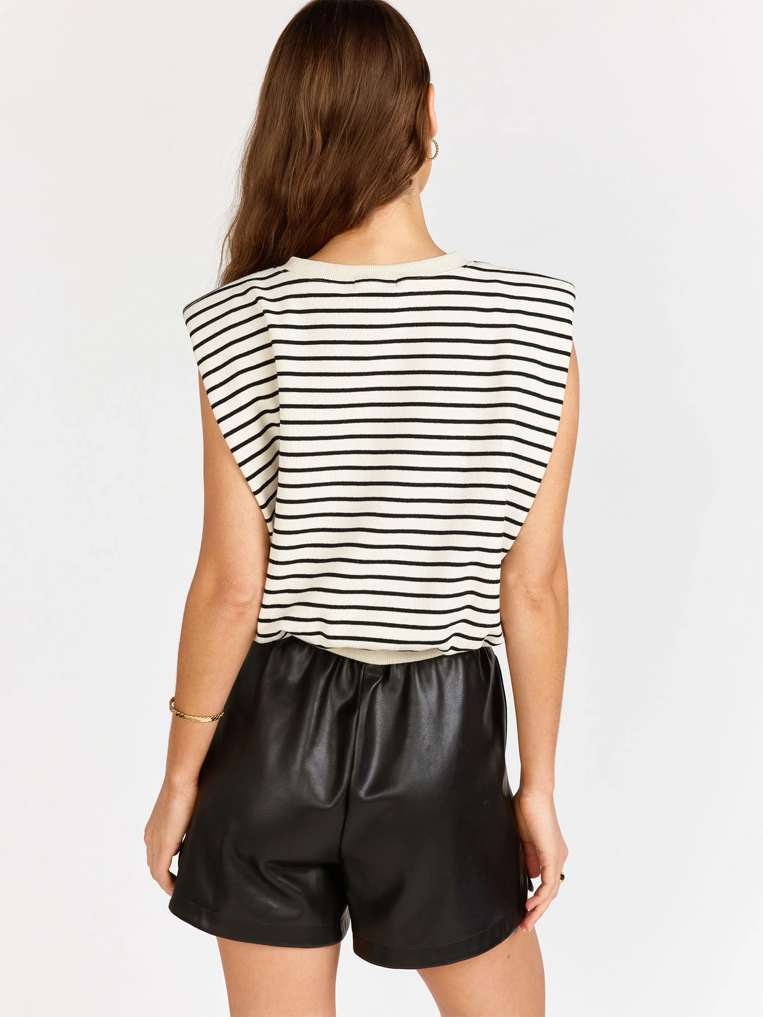 Sleeveless Padded Shoulder Cropped Top - Crescent - Image 5