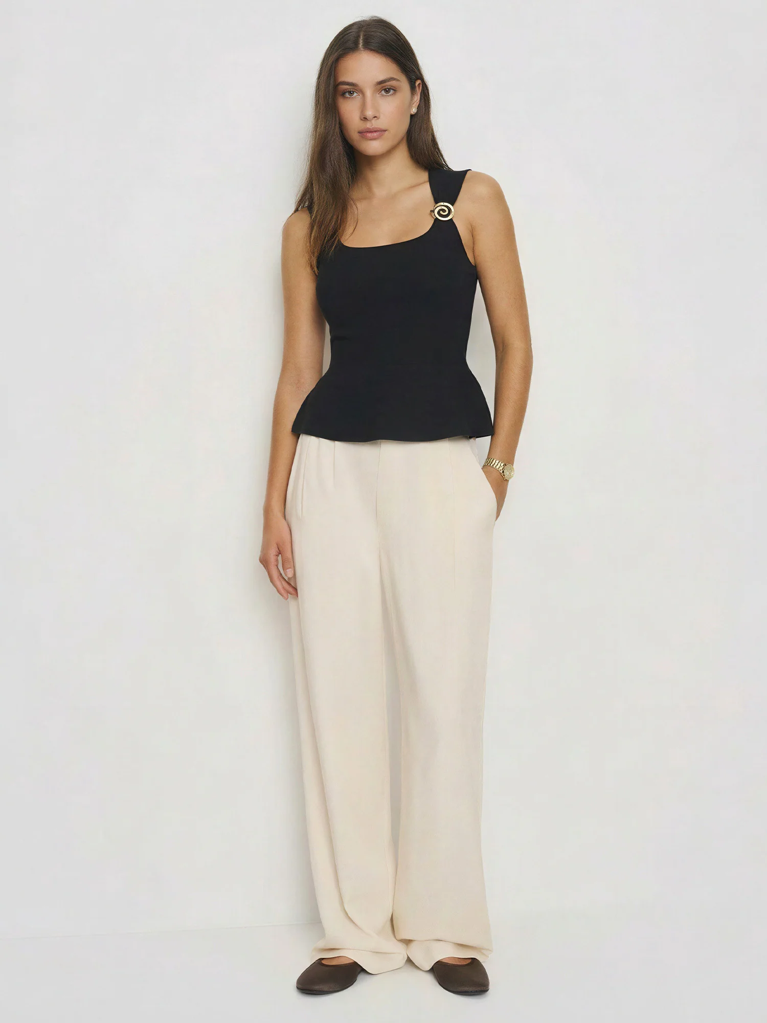Sleeveless Pendant Knit Peplum Top - Image 3