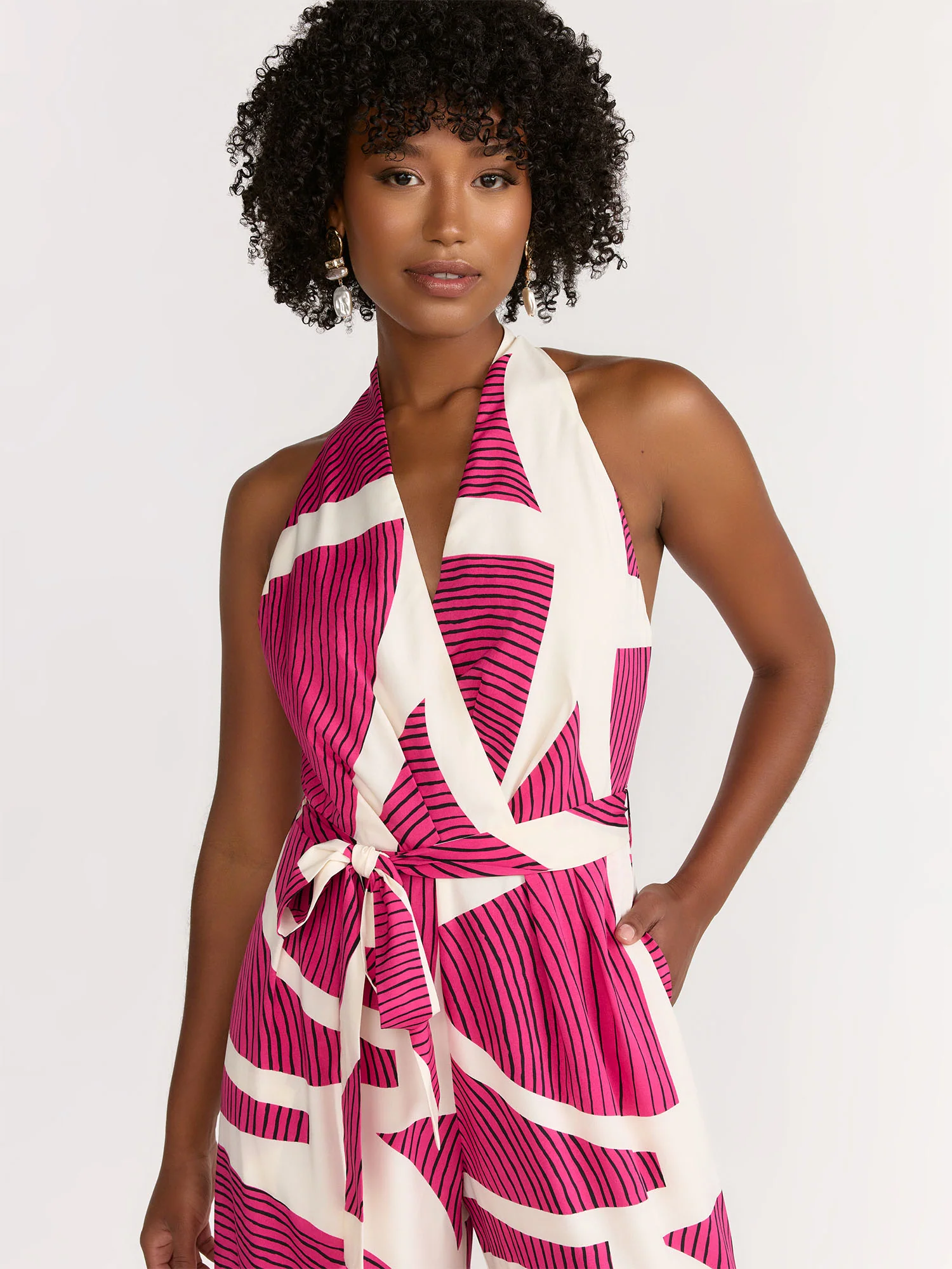 Milk & Honey Sleeveless Printed Self-Tie Surplice Jumpsuit - Brands We Love - Image 2