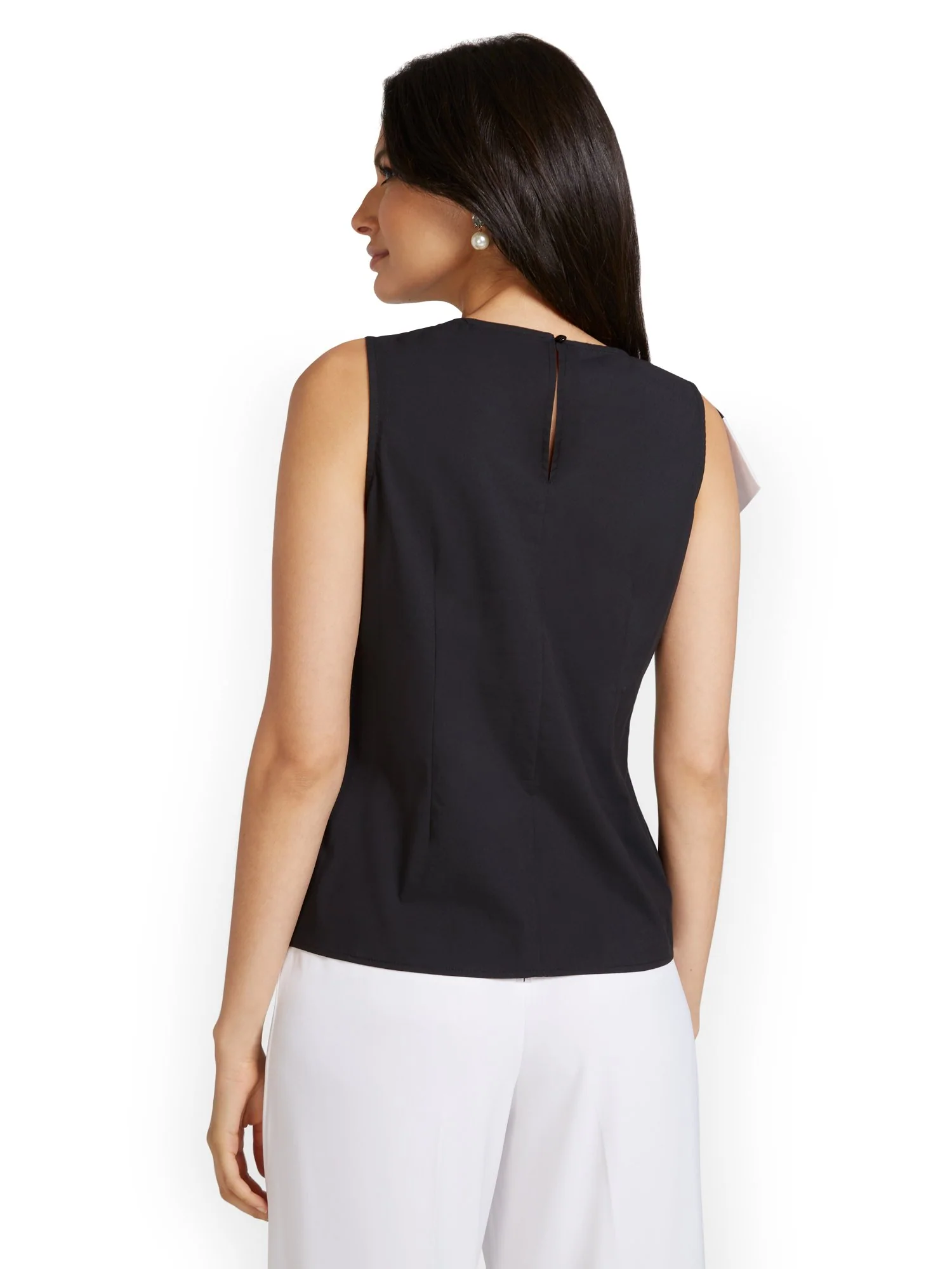 Sleeveless Ruffle-Front Poplin Top - Image 3