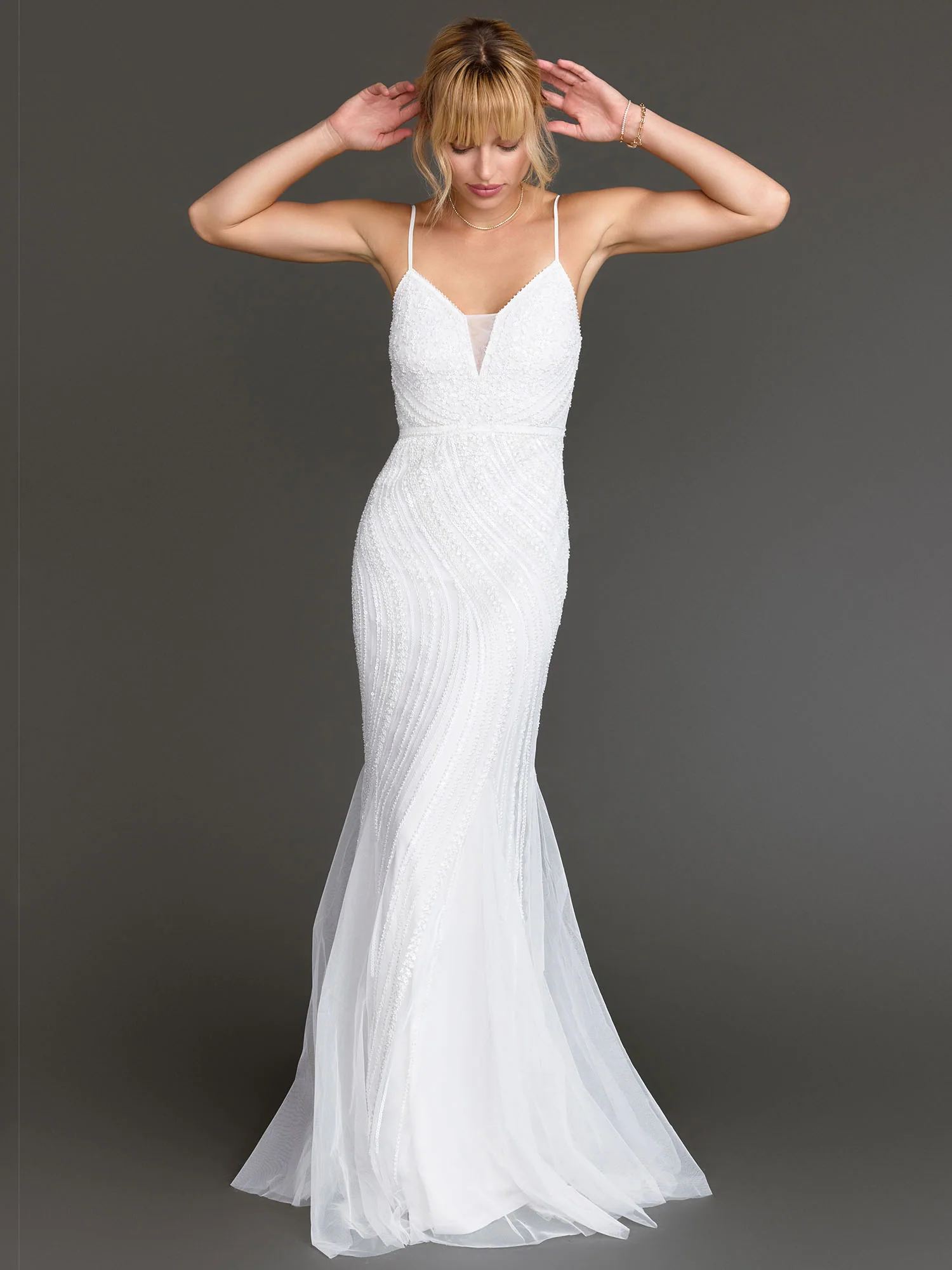 Sleeveless Sequin Tulle Evening Gown - Minuet
