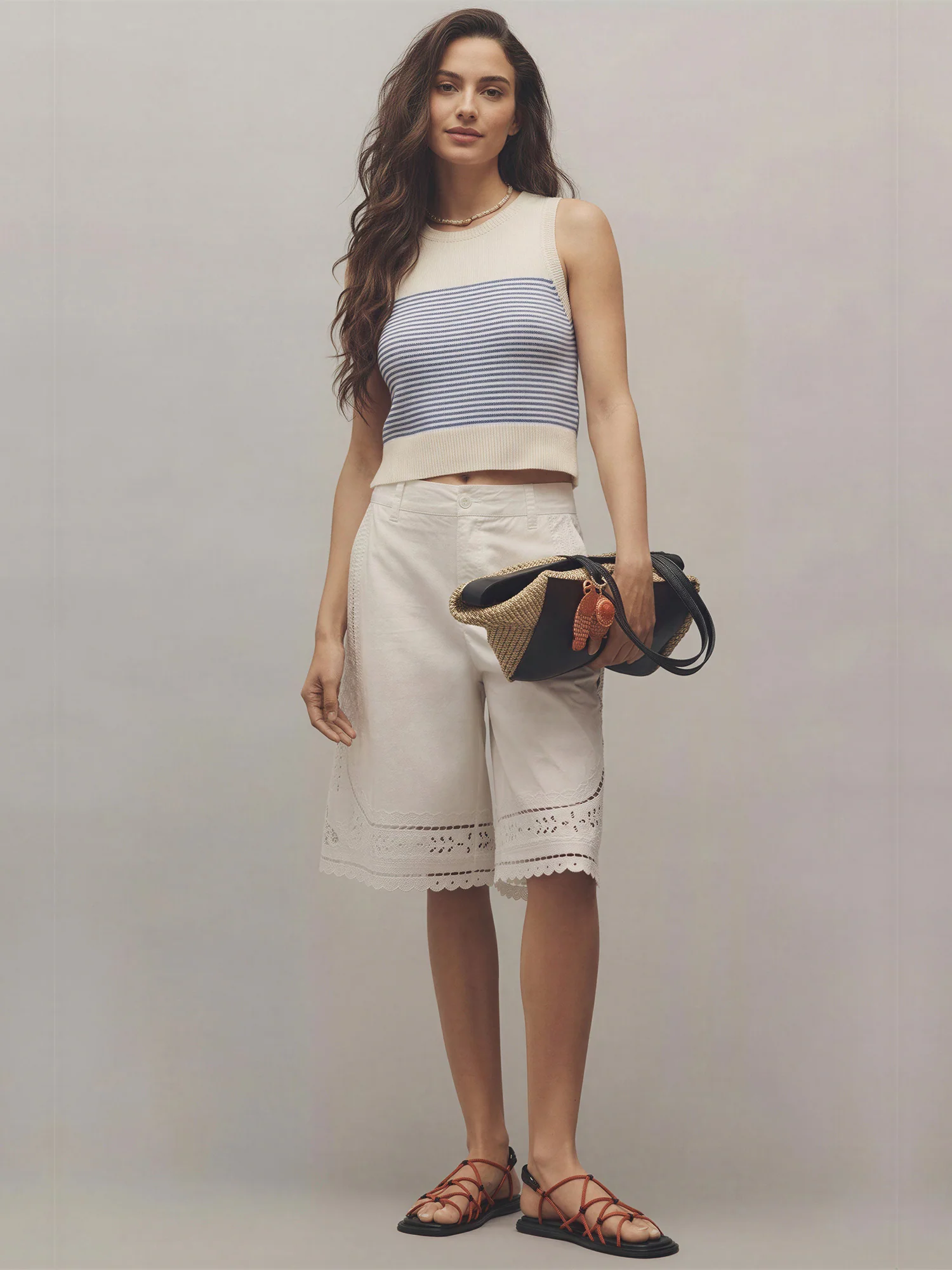 Sleeveless Stripe Knit Sweater Tank - Image 11