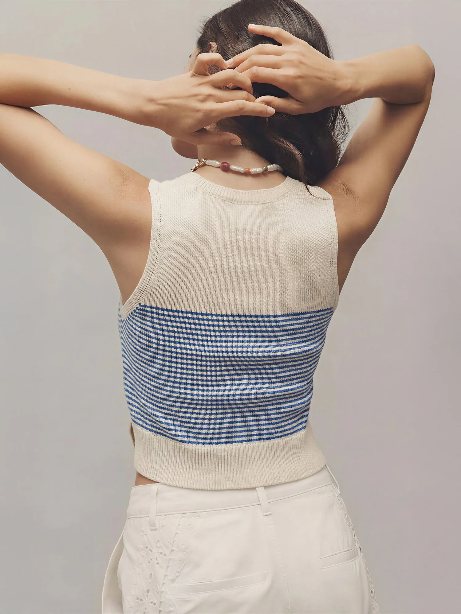 Sleeveless Stripe Knit Sweater Tank - Image 12