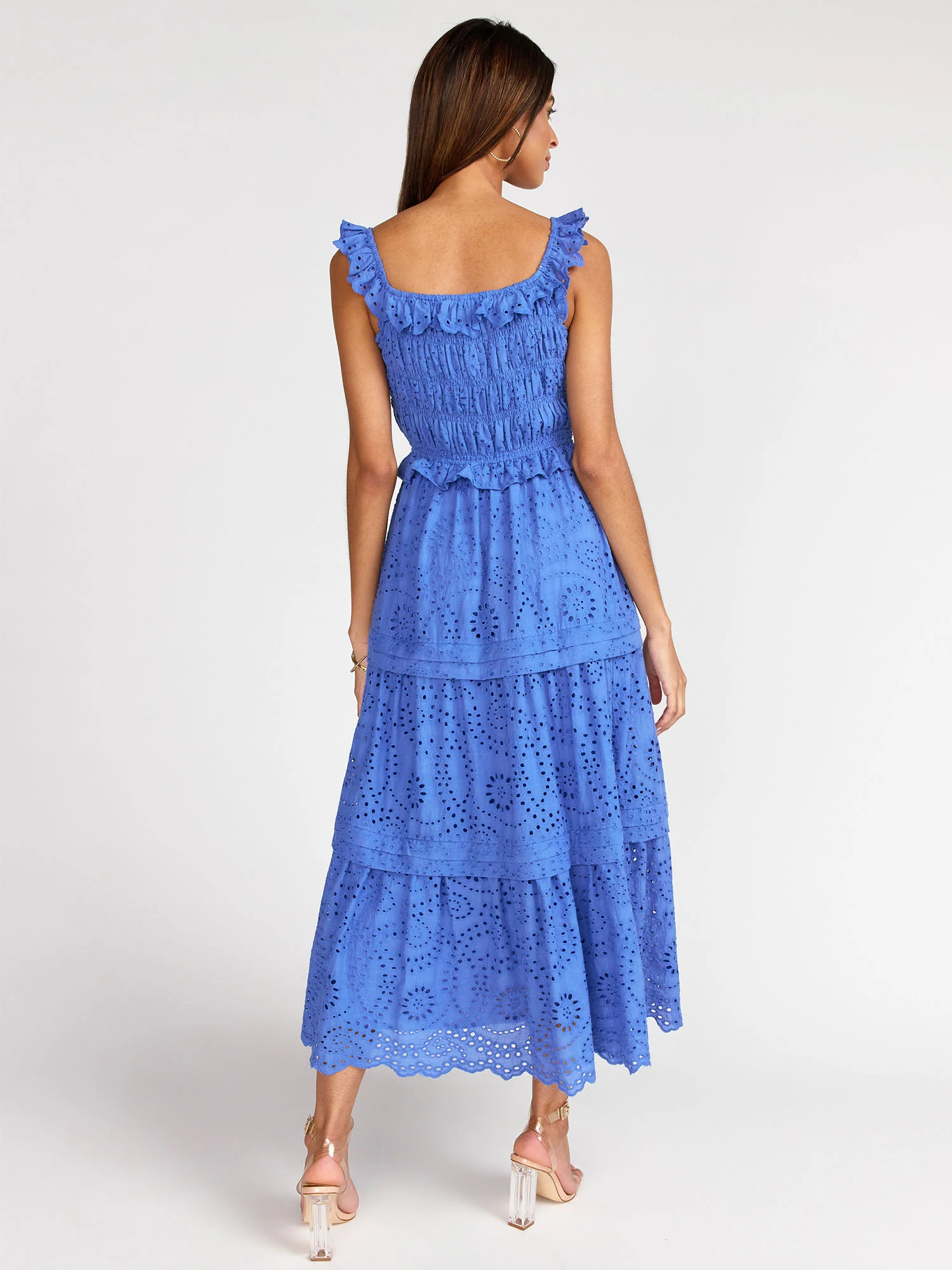 Sleeveless Tiered Eyelet Maxi Dress - Just Me - Image 4