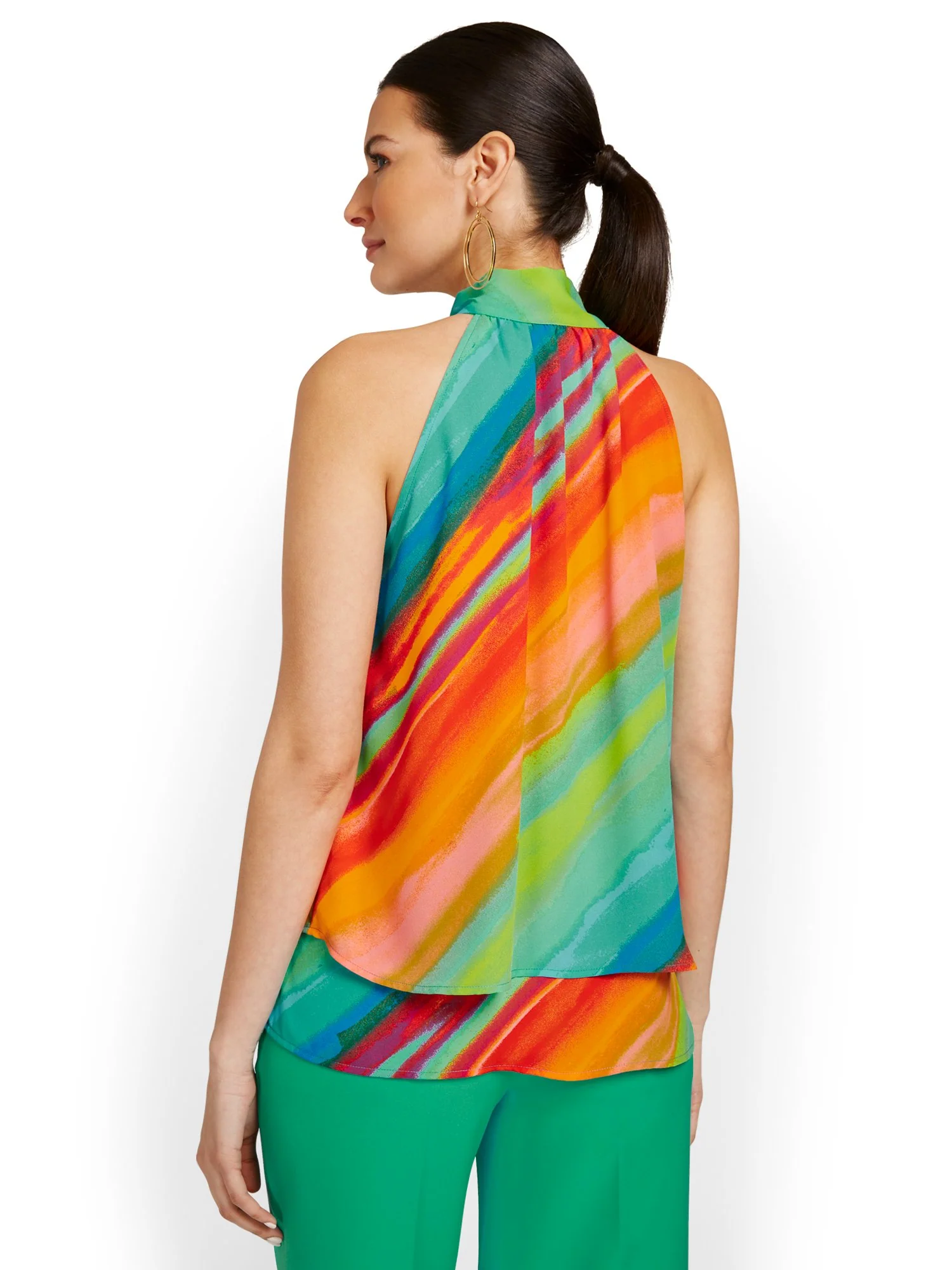 Sleeveless Tiered Halterneck Blouse - Image 3