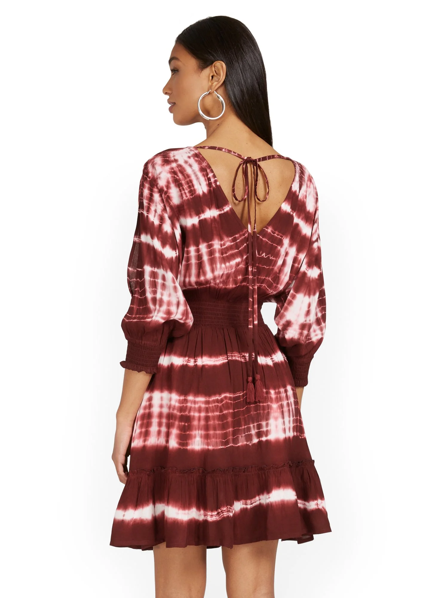 Slit-Shoulder Tie-Dye Dress - Image 3