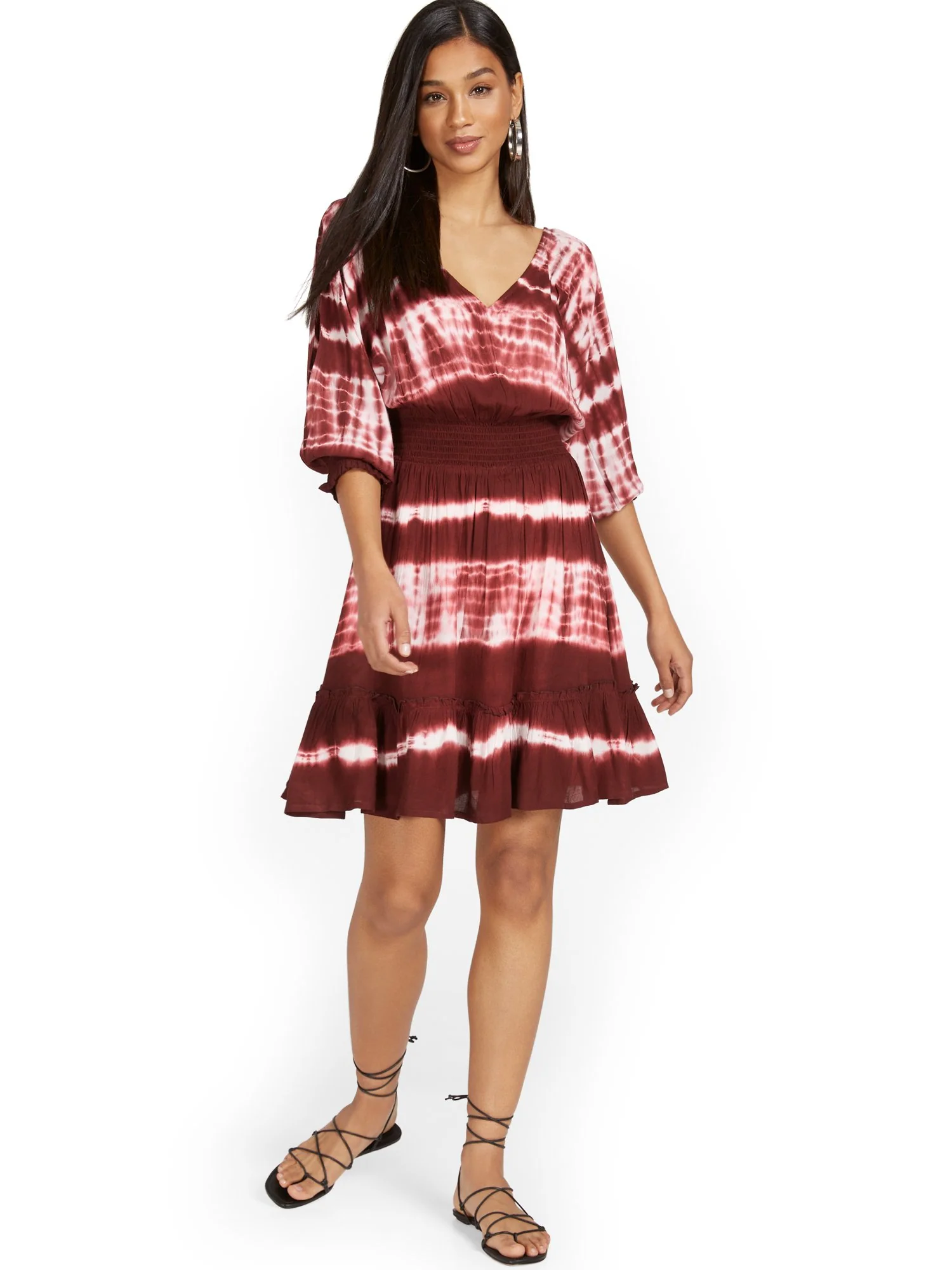Slit-Shoulder Tie-Dye Dress - Image 5