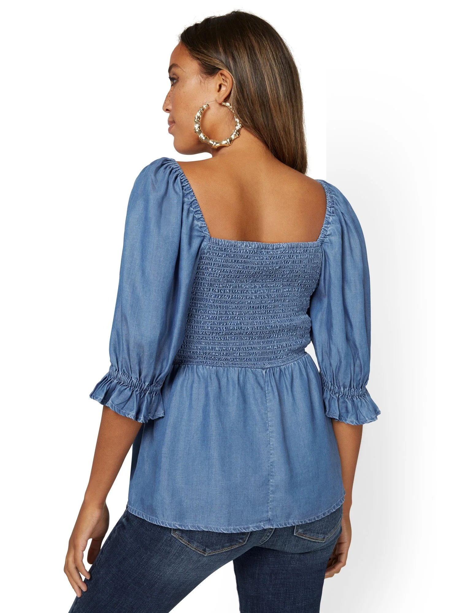 Smocked Chambray Top - Image 3