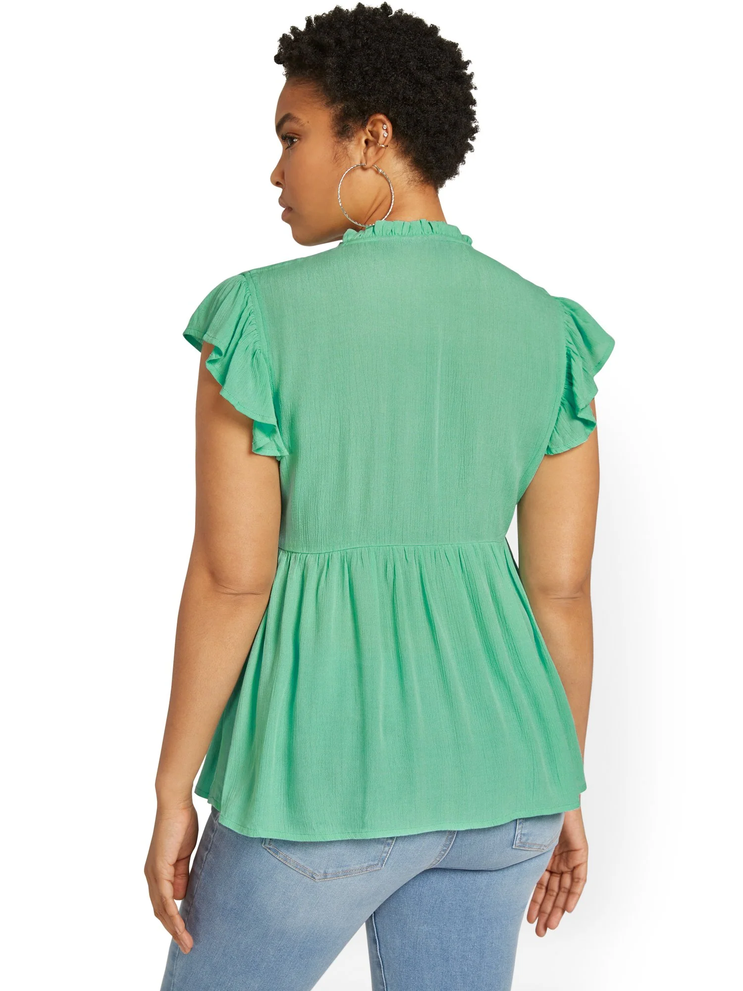 Smocked Flutter-Sleeve Top - Image 3