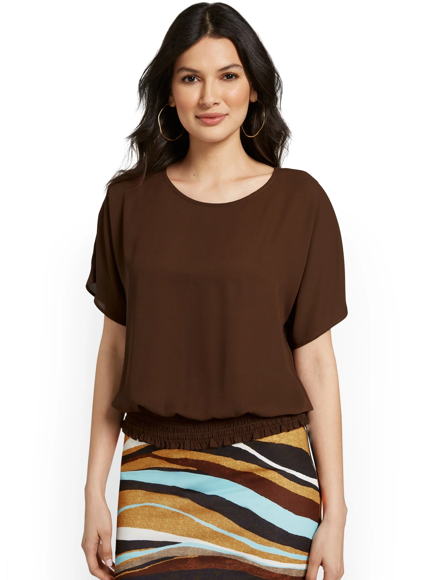 Smocked-Hem Dolman Blouse - Image 5