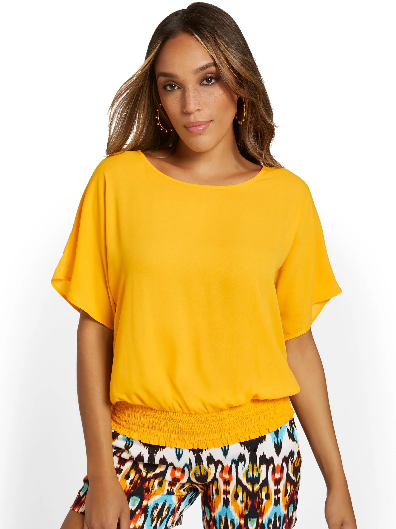 Smocked-Hem Dolman Blouse - Image 9