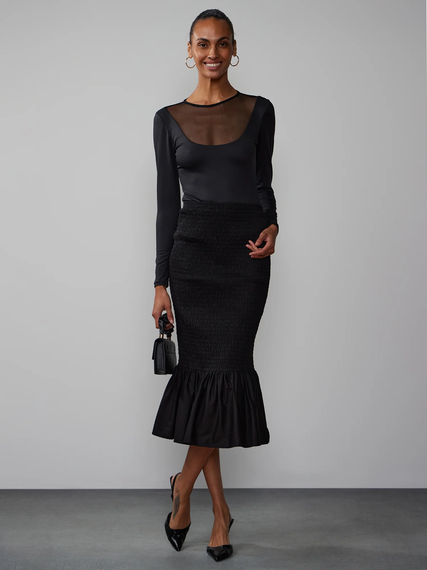 Smocked Mermaid Midi Skirt - Image 4