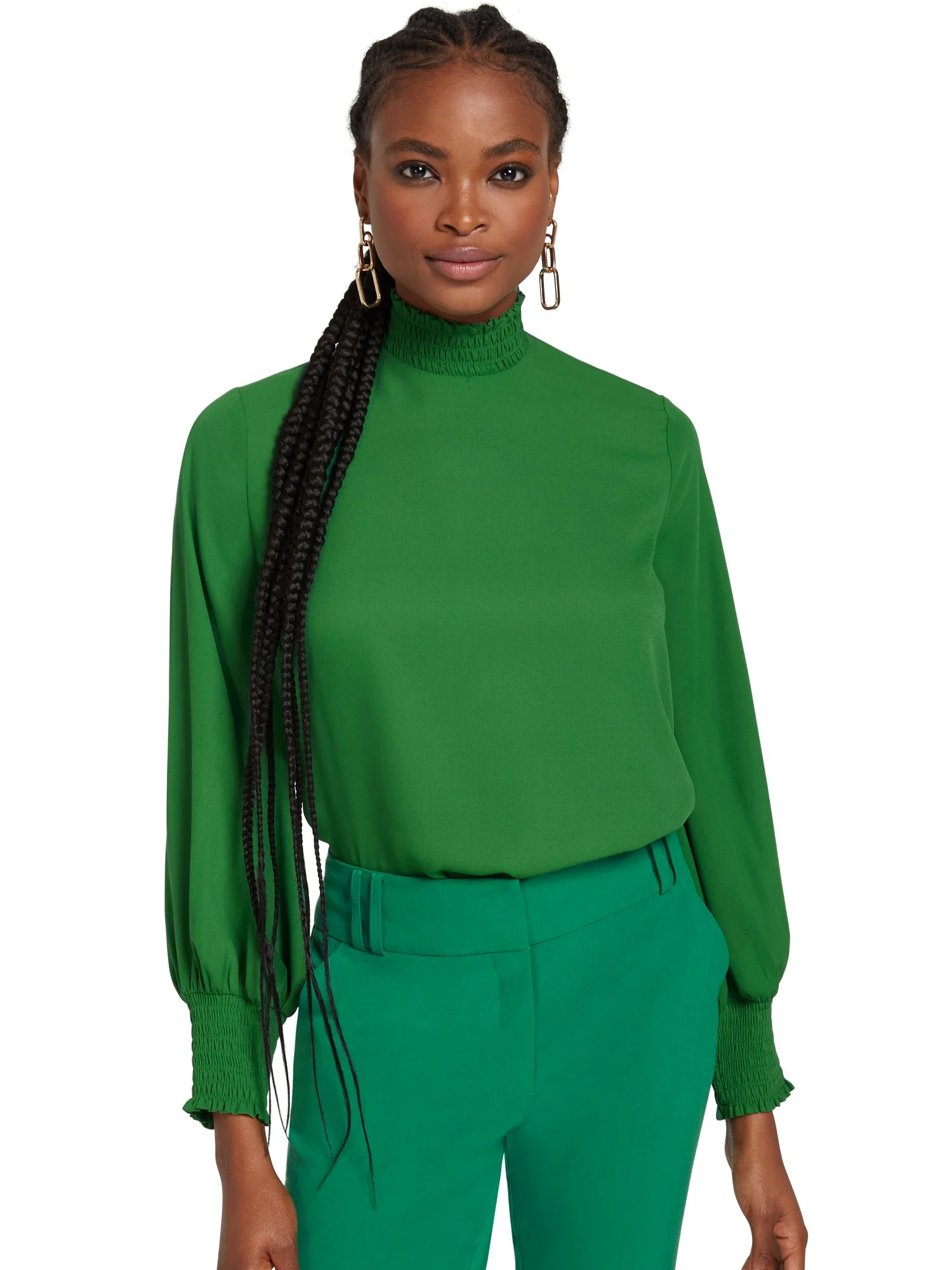Smocked Mock-Neck Blouse - Image 8
