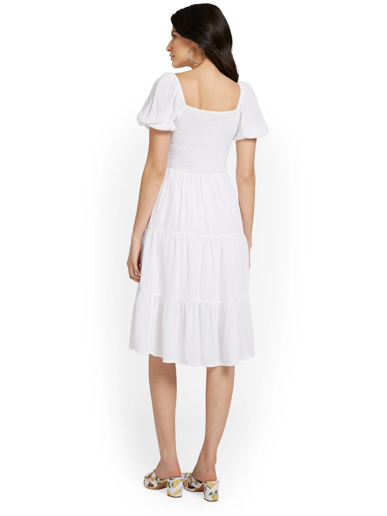 Smocked Top Puff-Sleeve Dress - Image 3