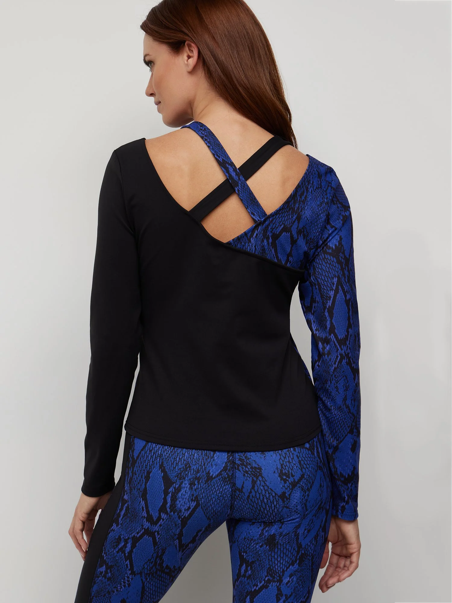Snake-Print Colorblock Criss-Cross Back Top - Image 2