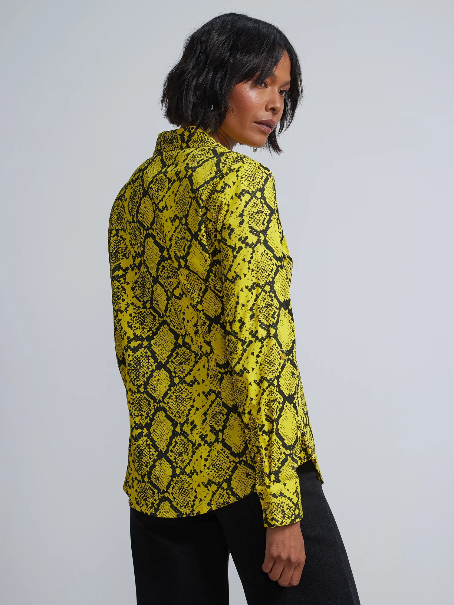 Snake-Print Double-Button Secret Snap - NY&C Madison Shirt® - Image 3