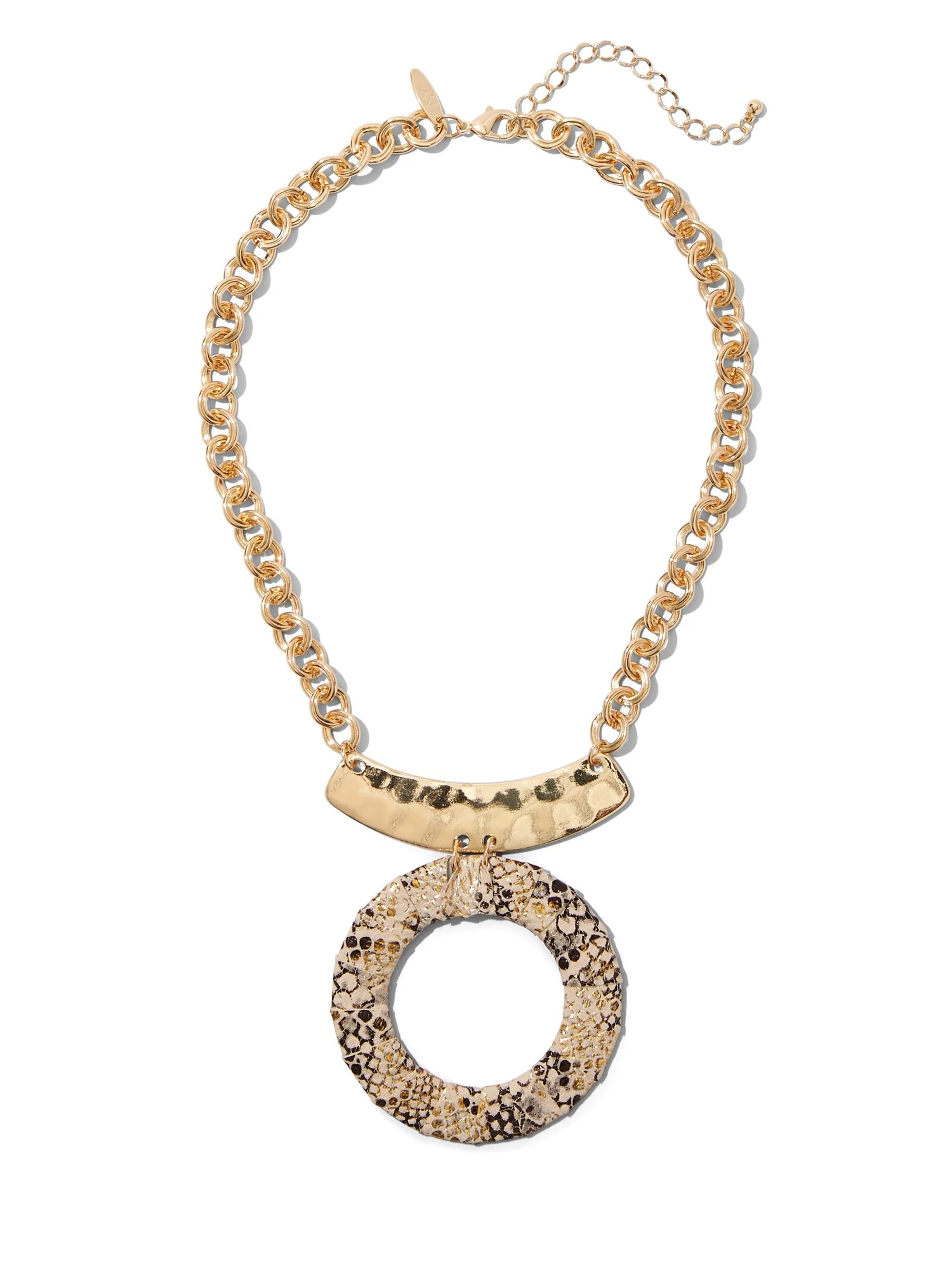 Snake-Print Pendant Necklace