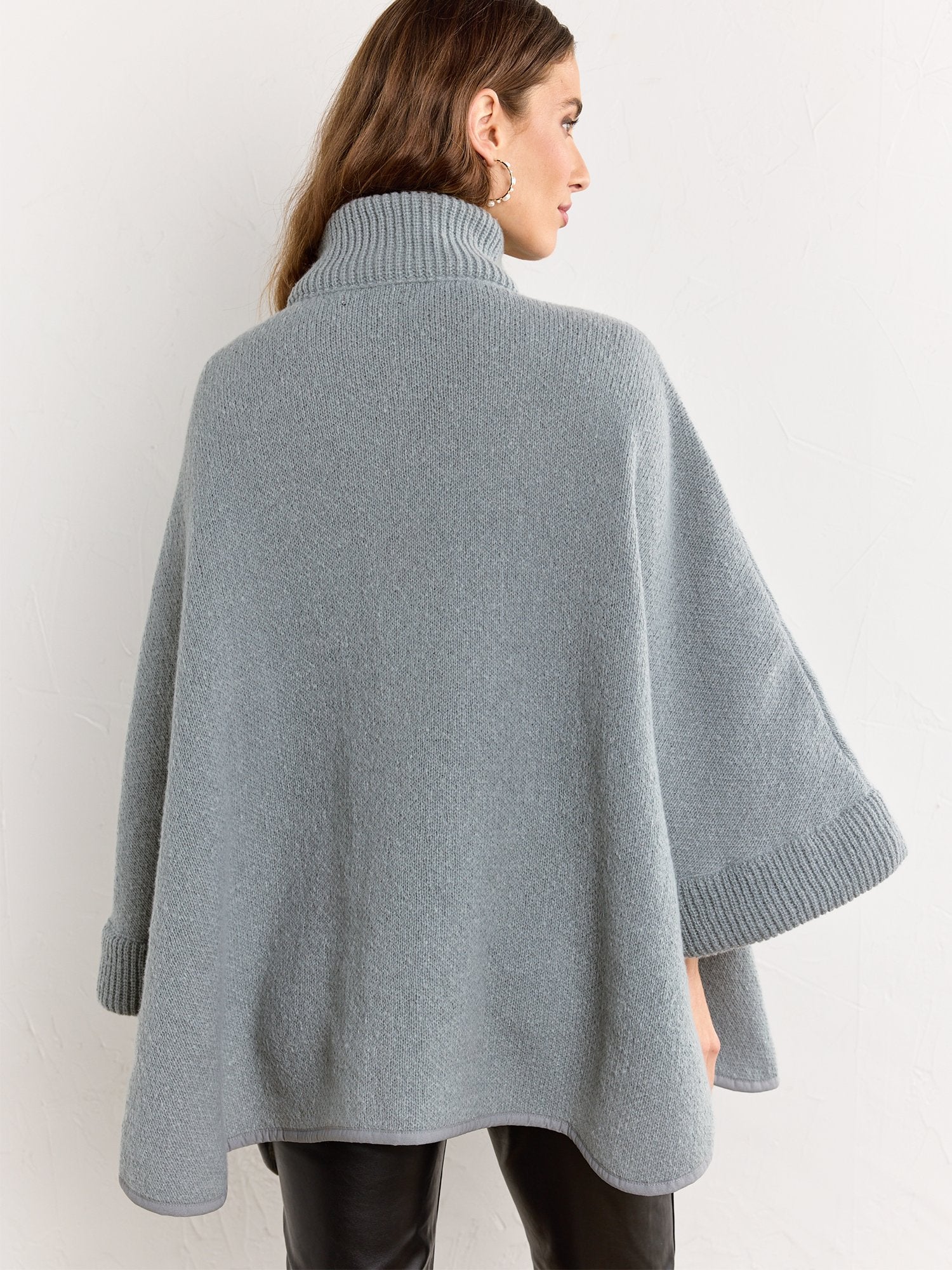Solid Zipper Poncho - Image 5