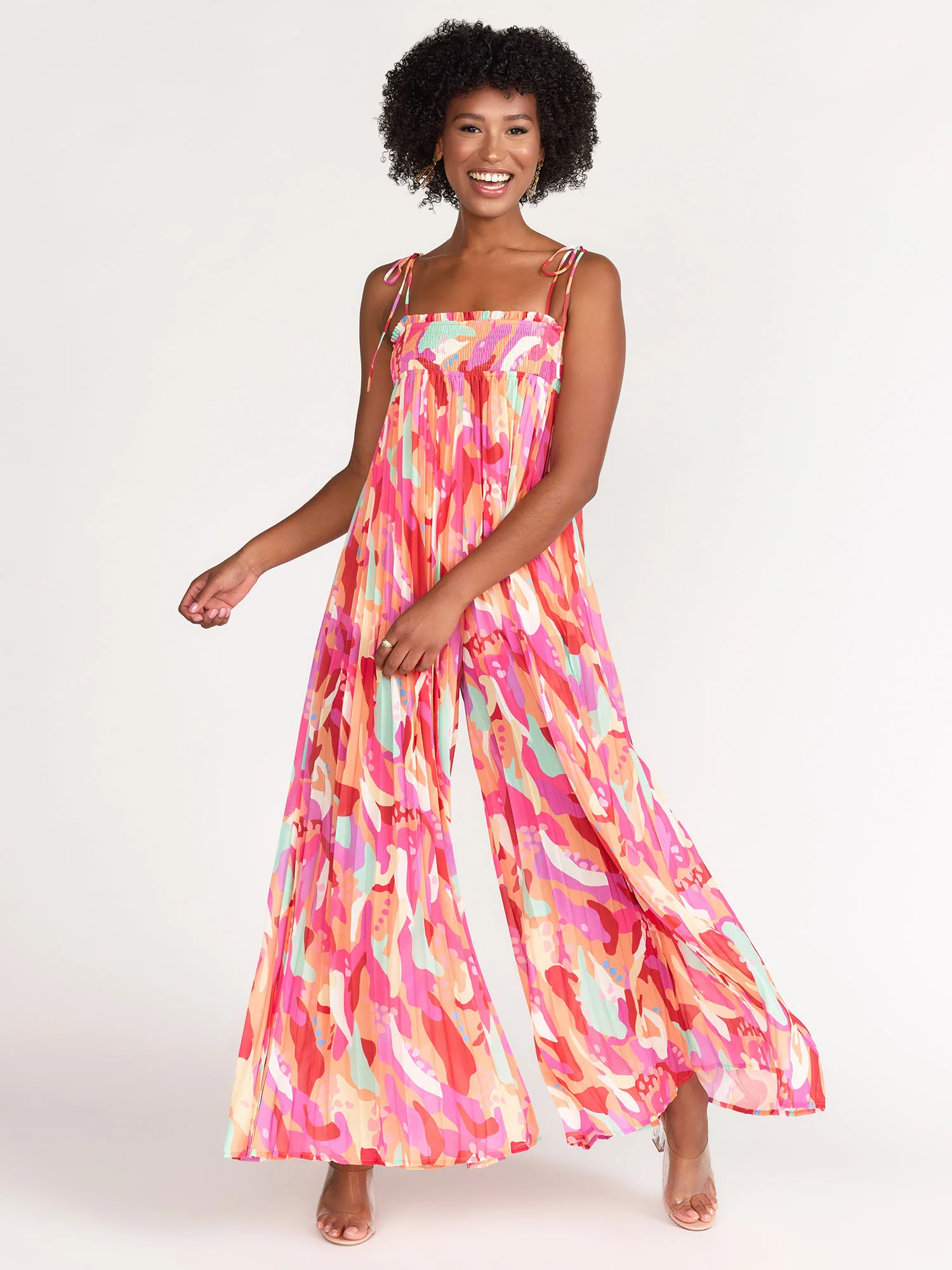 Flying Tomato Spaghetti Strap Printed Pleated Jumpsuit - Brands We Love - Image 2