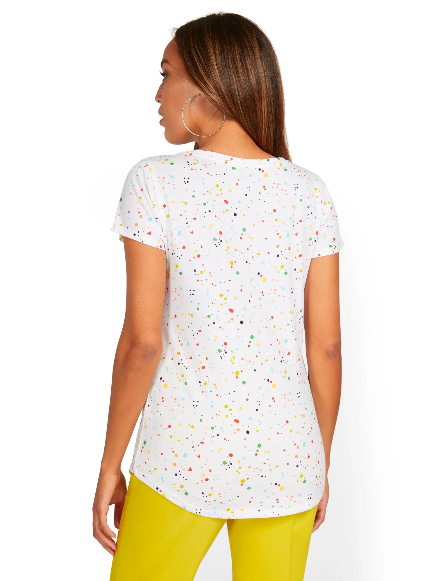 Splatter-Print V-Neck Perfect Tee - Image 3