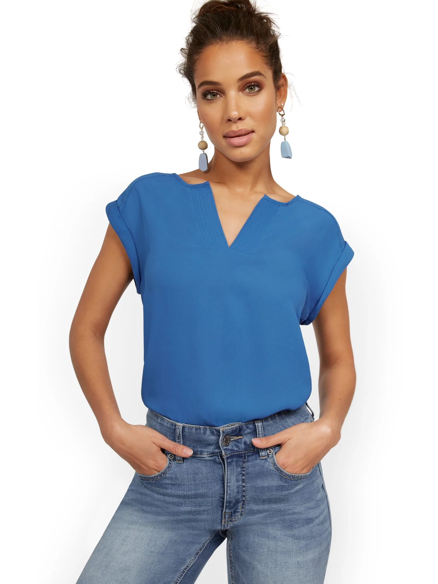 Split-Neck Blouse - 7th Avenue - Image 11