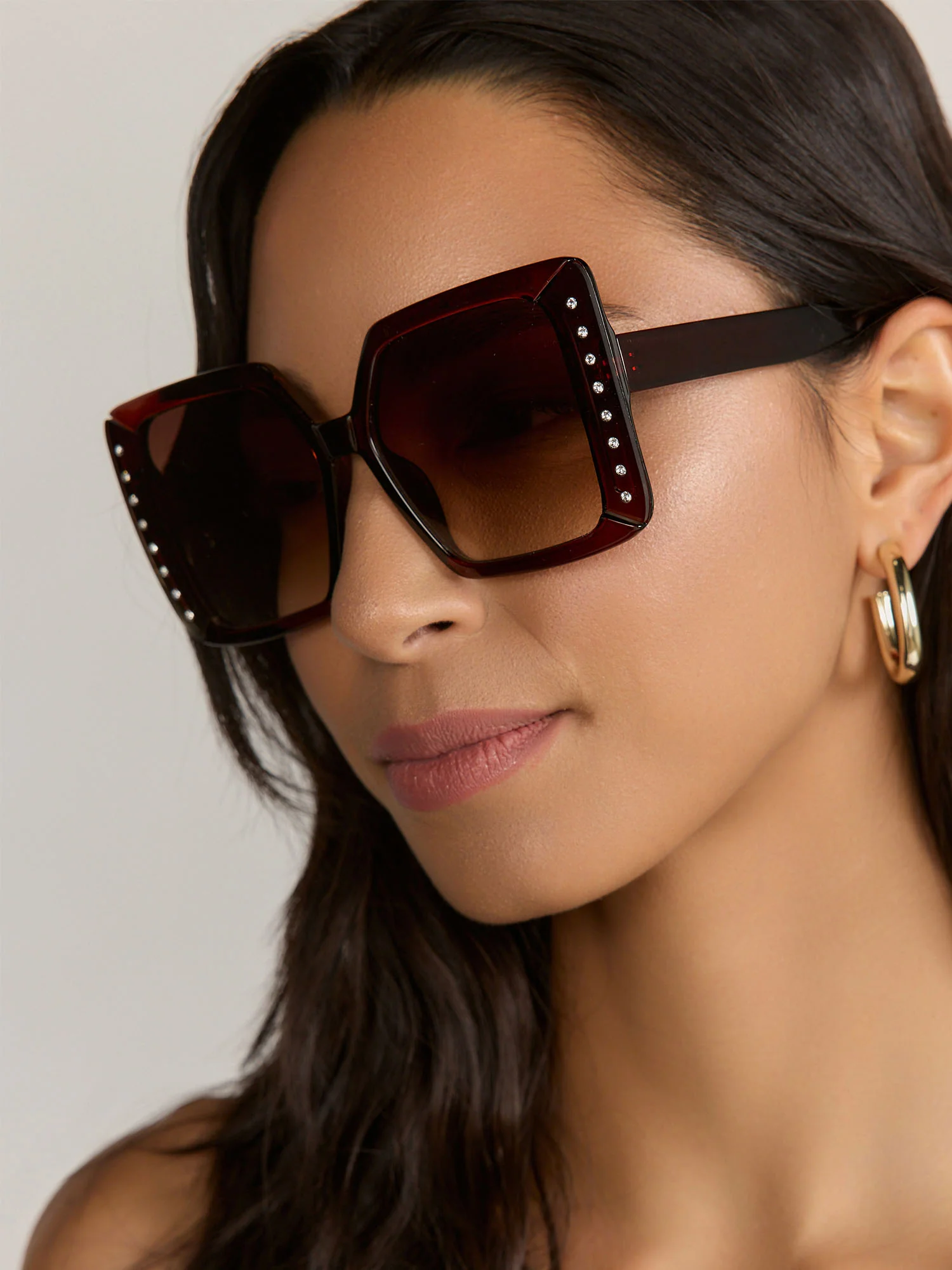 Square Embellished Frame Sunglasses