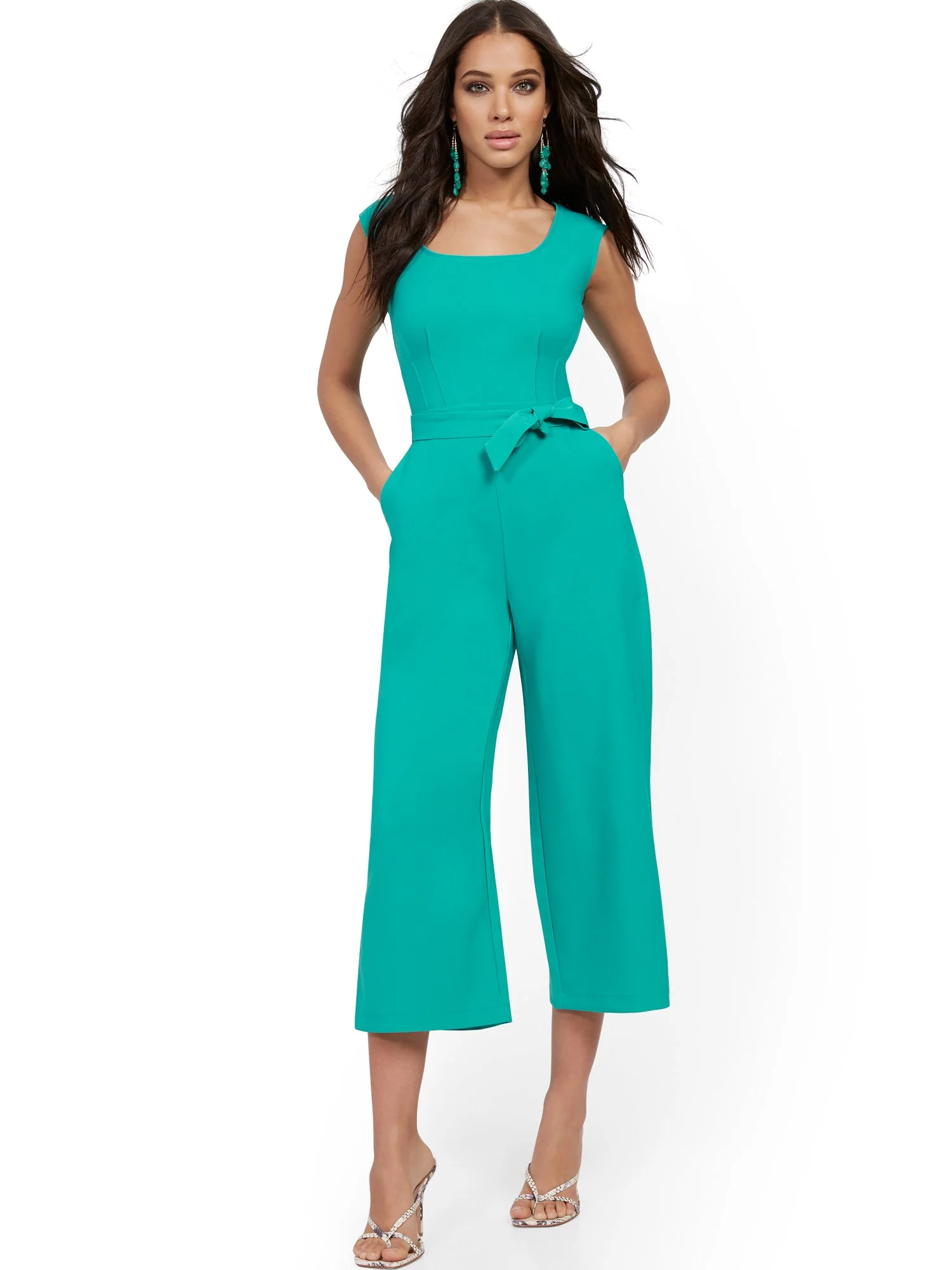 Square-Neck Belted Jumpsuit - Image 5