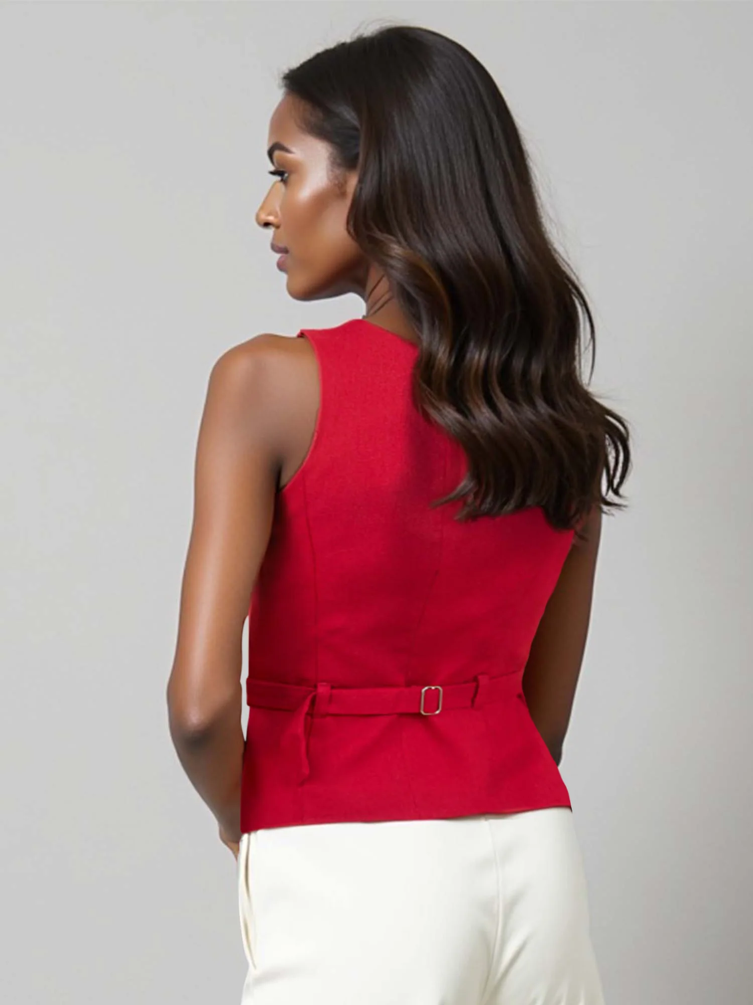 Square Neck Line Linen Vest - Image 11