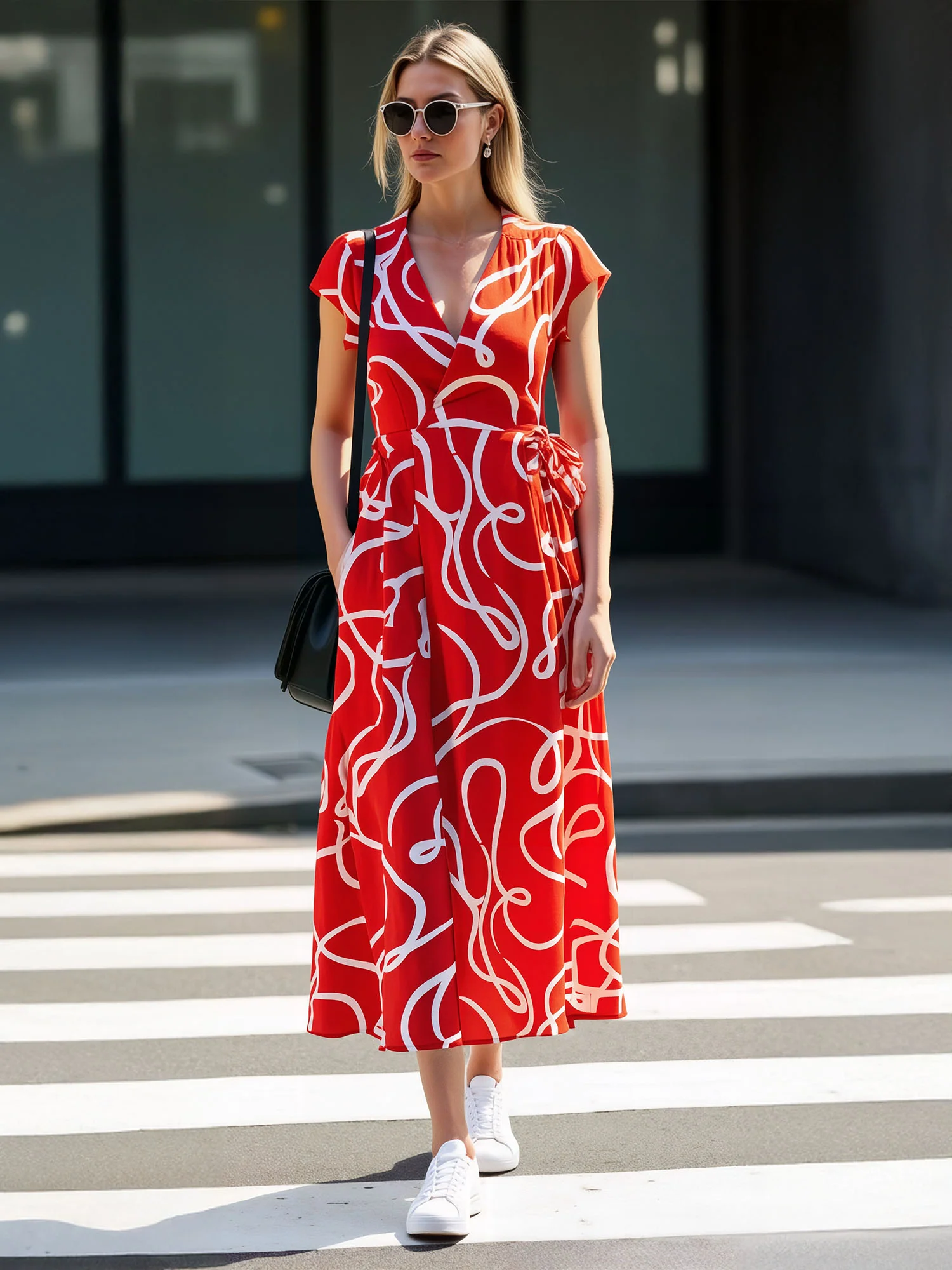 Abstract Wrap Maxi Dress - Image 5