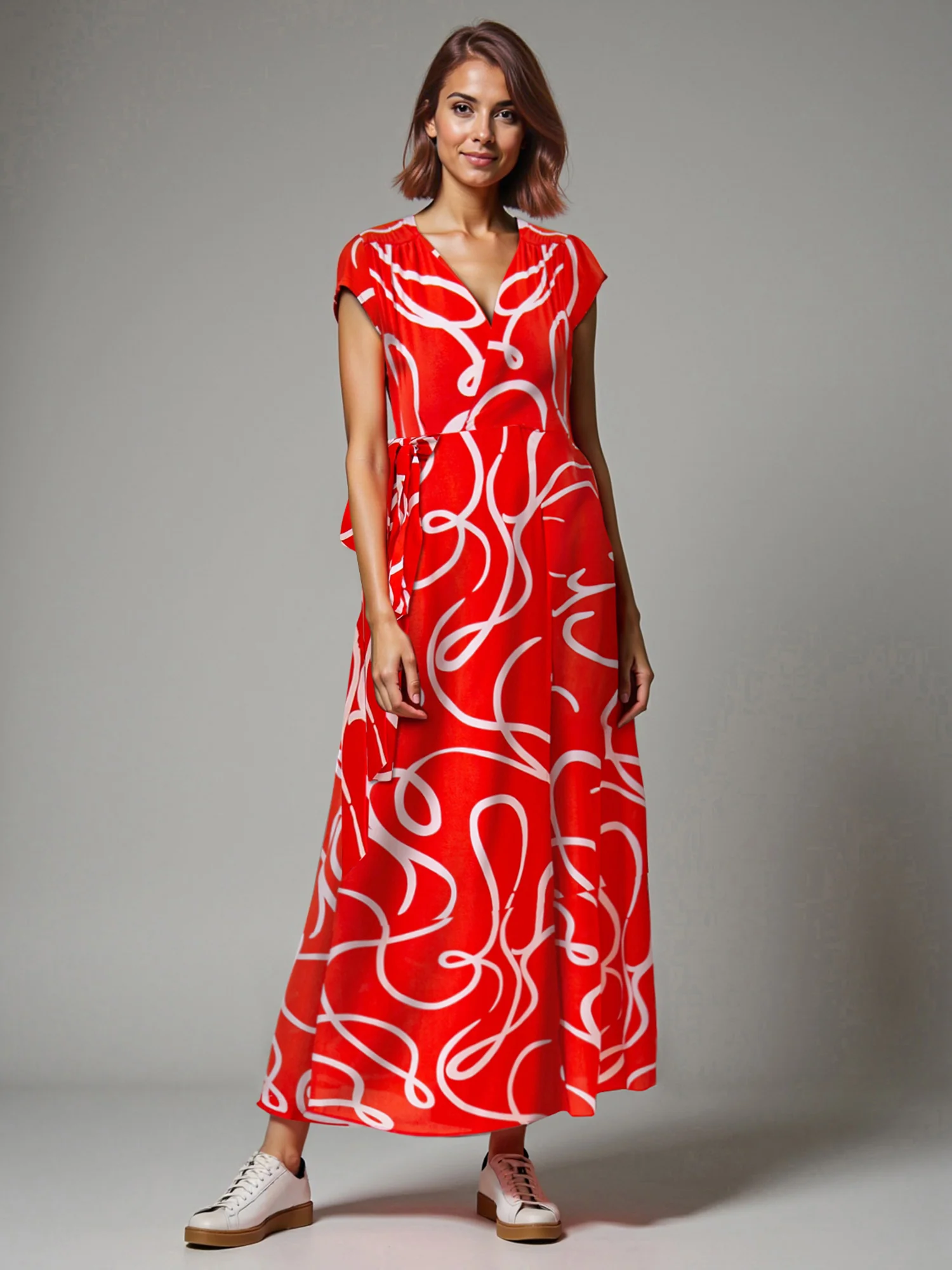 Abstract Wrap Maxi Dress - Image 7