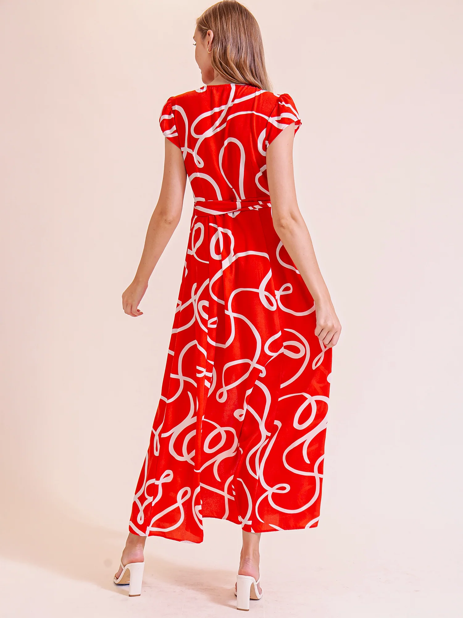 Abstract Wrap Maxi Dress - Image 9