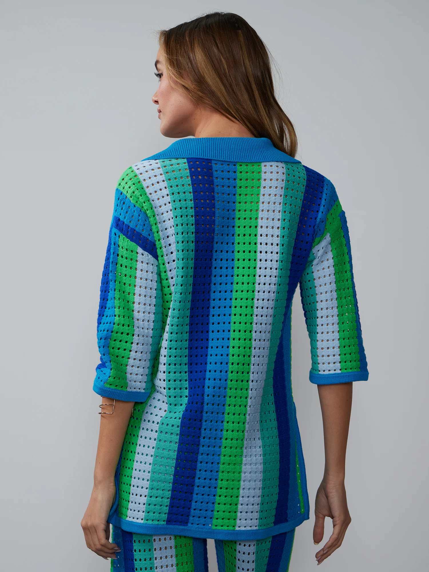 Collared Crochet Striped Tunic - Image 3