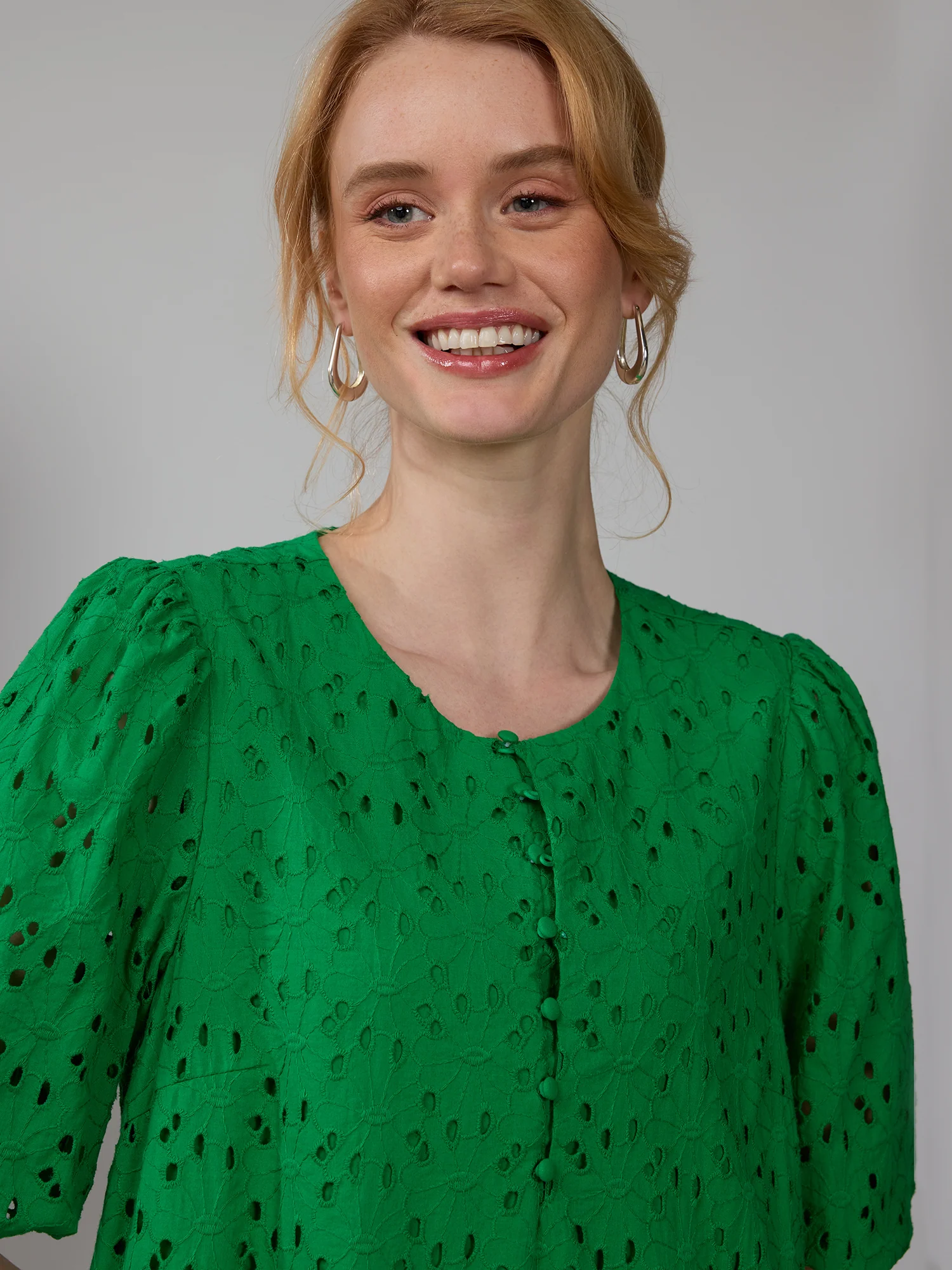 Embroidered Puff Sleeve Midi Dress - Image 4