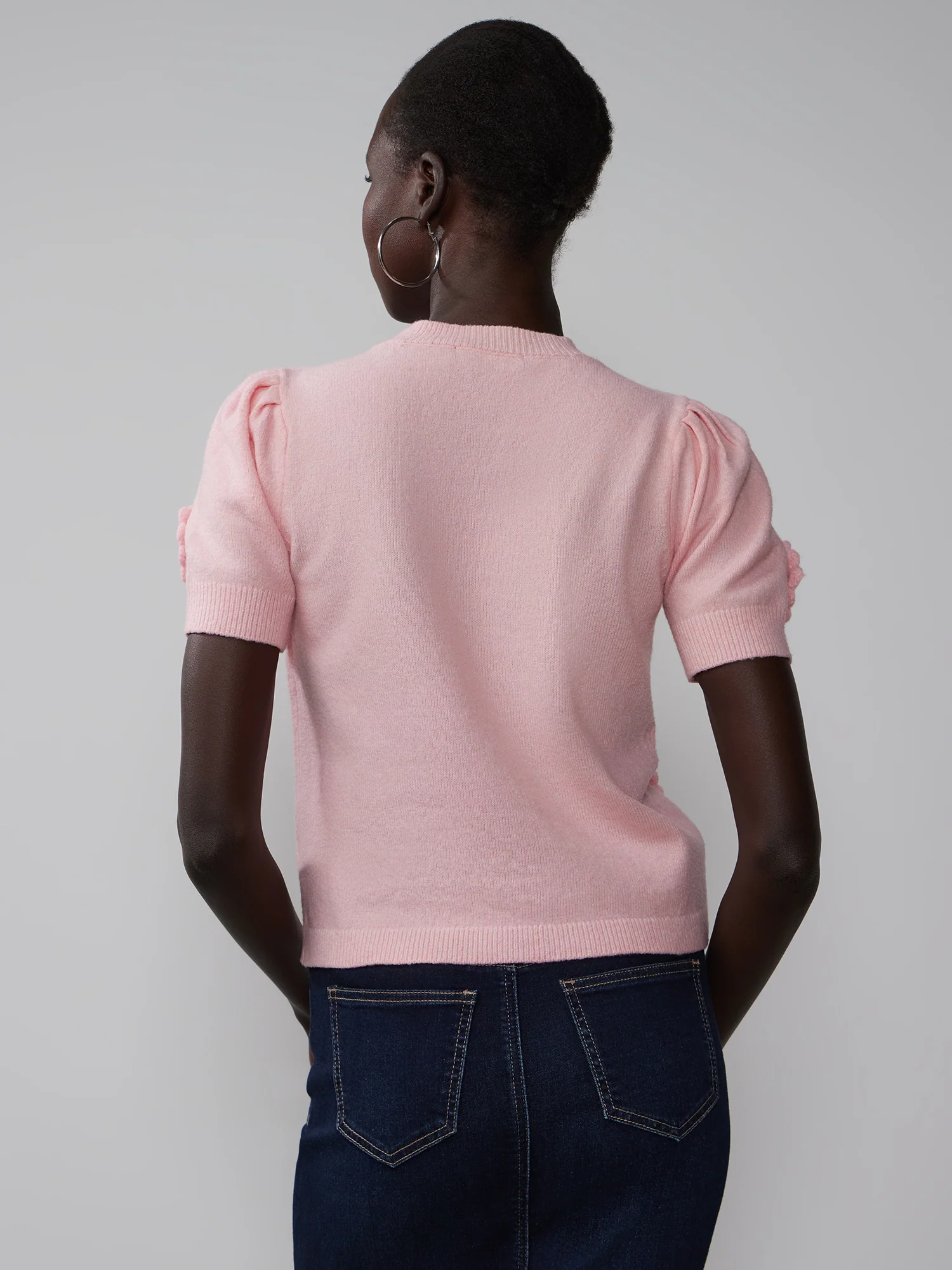 Puff Sleeve Floral Applique Tee - Image 3