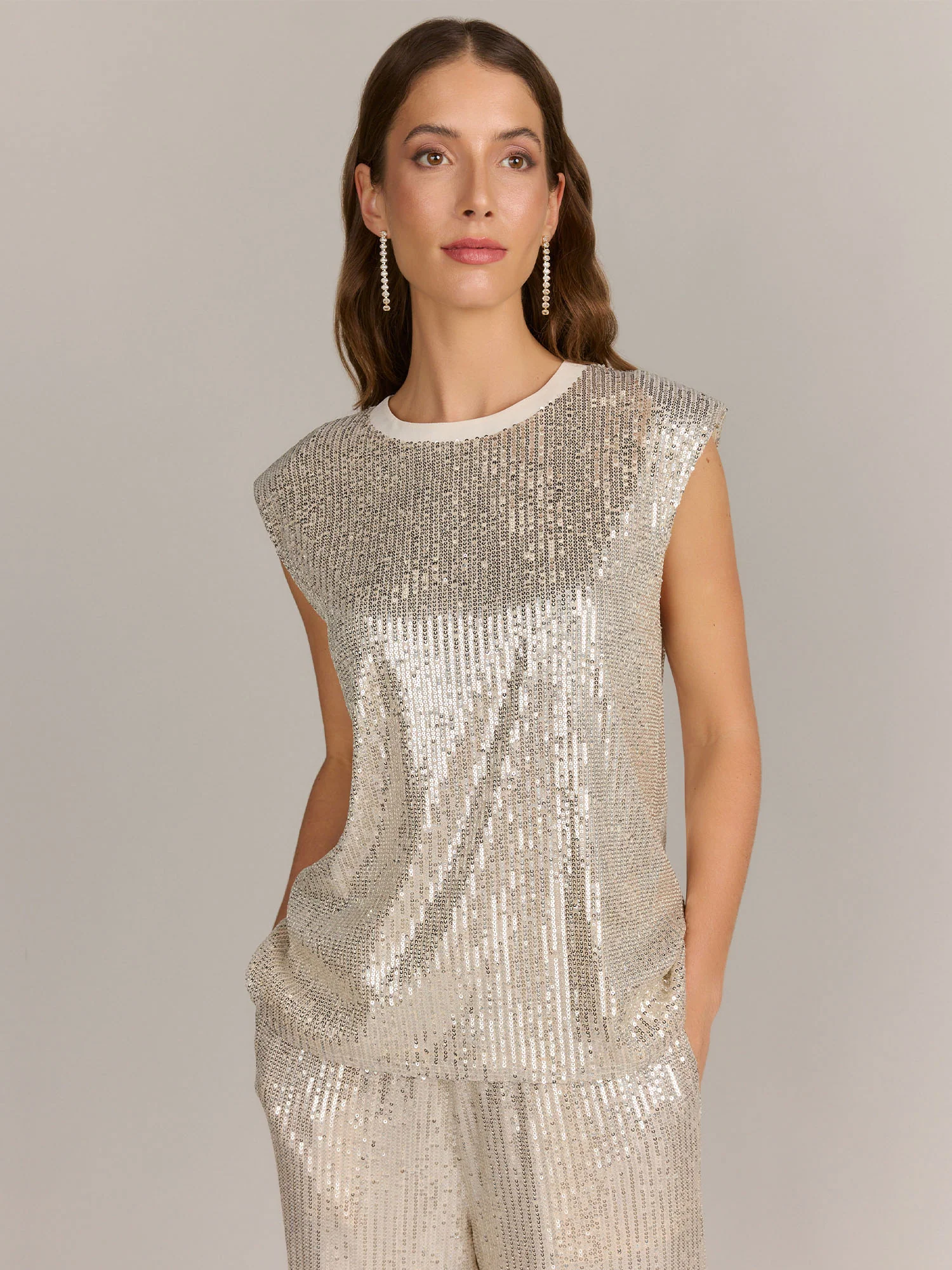 Gilli Shoulder Pad Sequin Top - Brands We Love