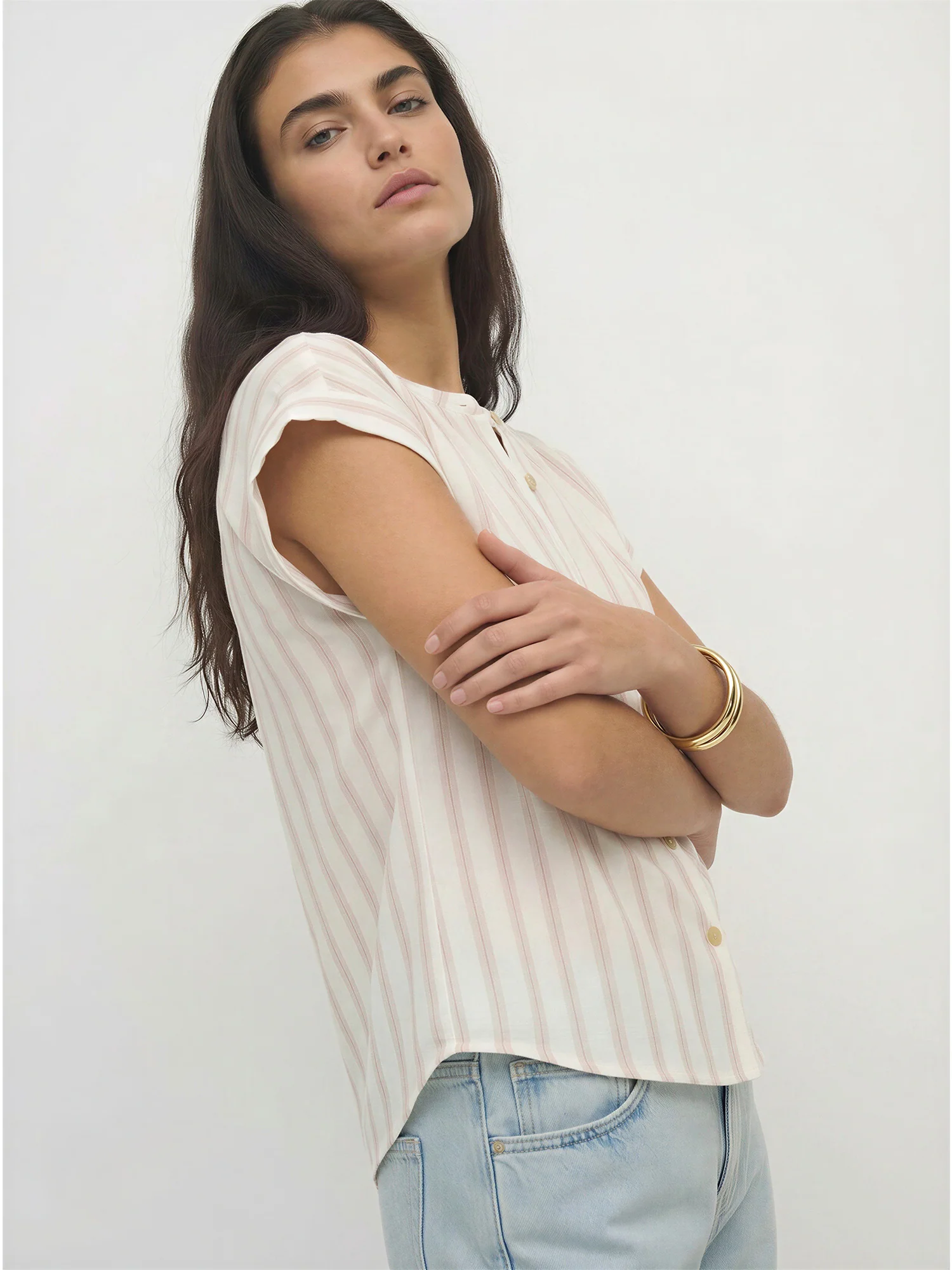 Short Sleeve Striped Button Down Shirt - Image 3